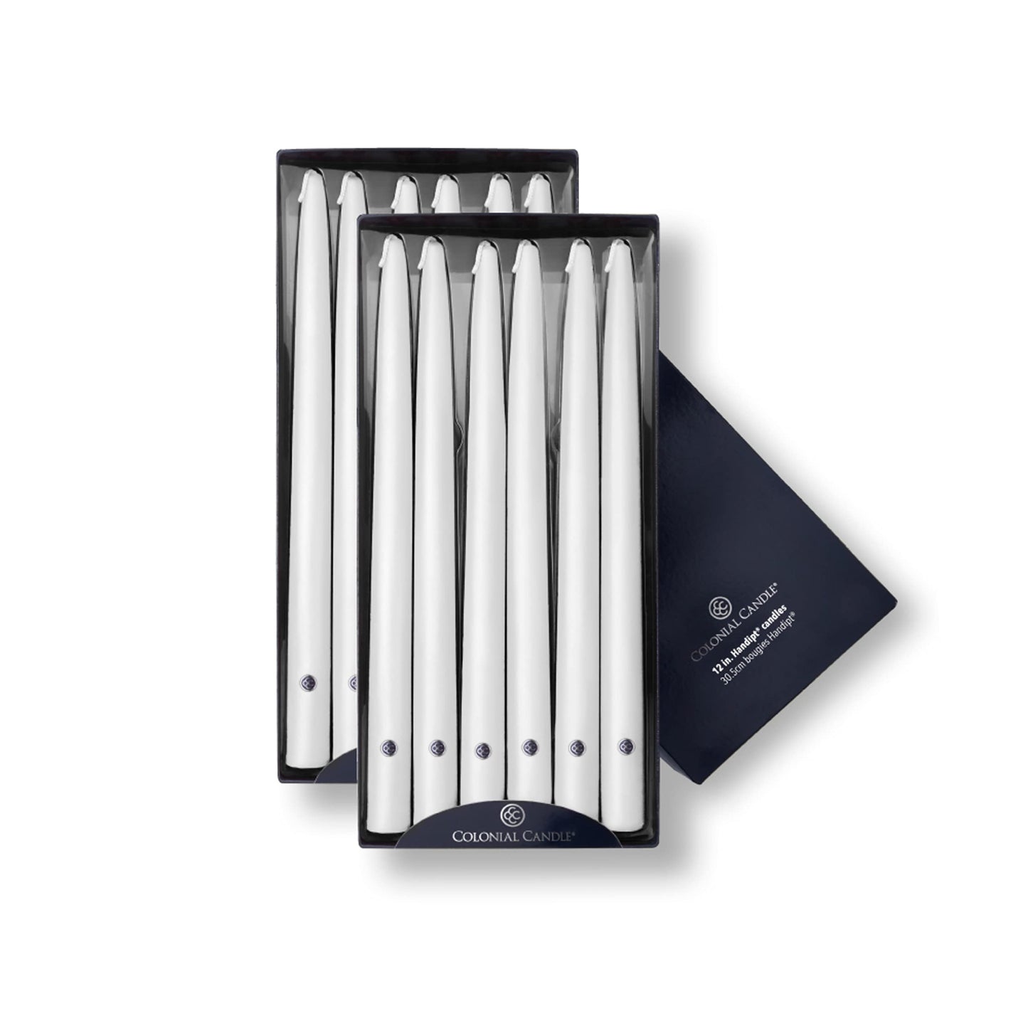Colonial Candle Unscented Taper Candle, Handipt Collection, White, 12 In, Pack of 12 - Up to 10 Hours Burn