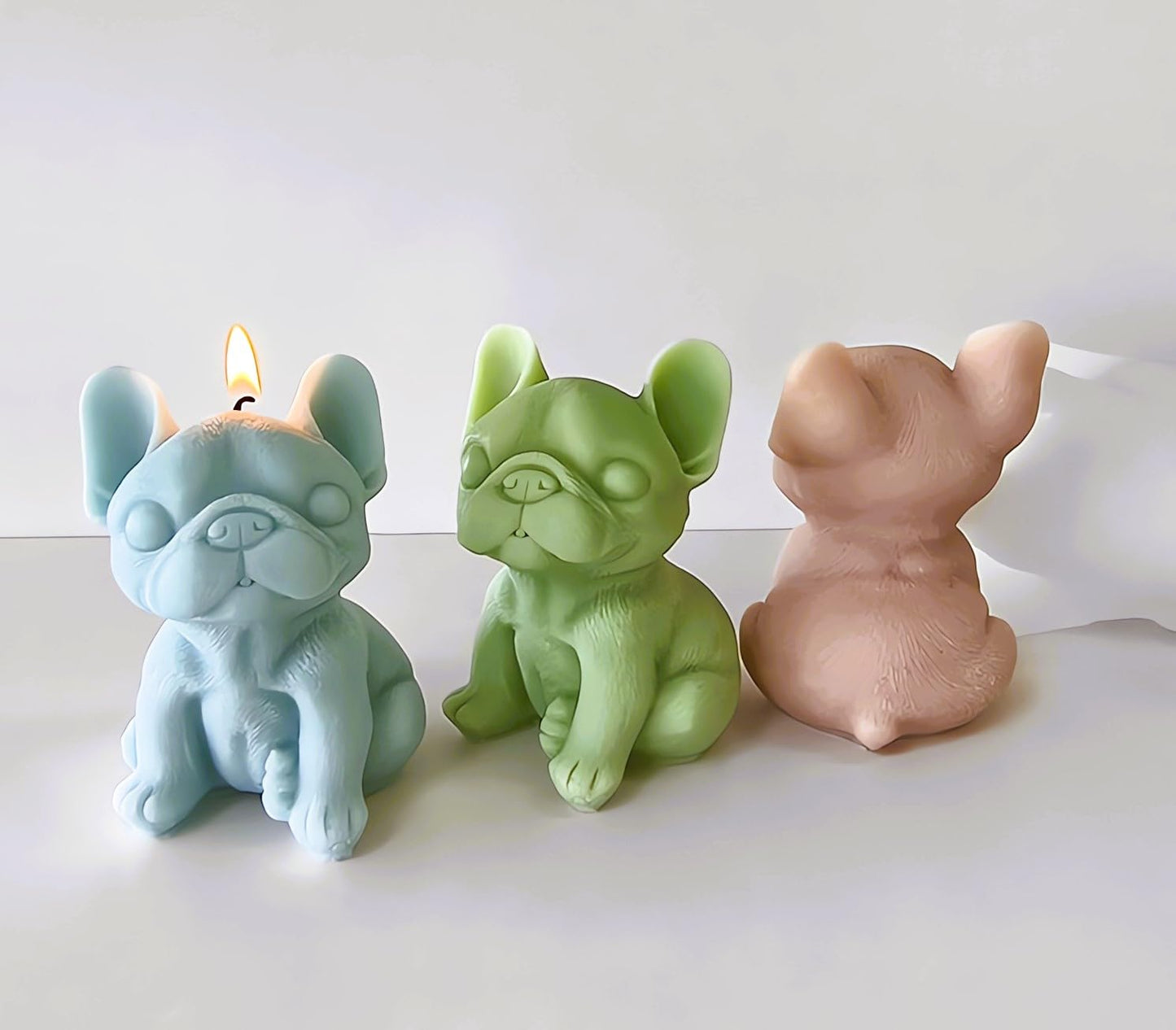 Cute Sitting Dog Candle Mold, 4 Inch Bulldog Silicone Mold, Animal Resin Mold for Soap Soy Wax Epoxy DIY Handcraft Home Ornaments Wedding Party Home Decoration
