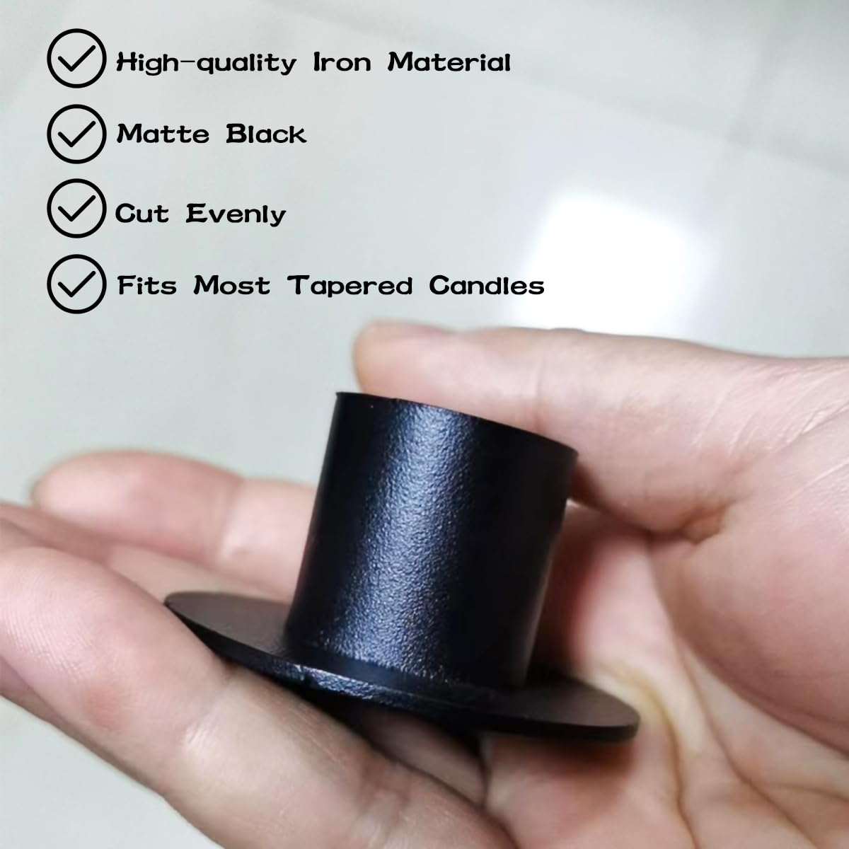 Candle Holder, 4 PCS Matte Black Iron Candlestick Holders Centerpieces for Home Decoration, Party, Wedding Anniversary, Housewarming Gift