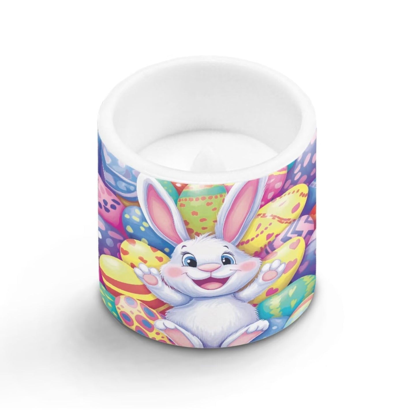 Merkmak 4 Pack Easter Day Flickering Flameless Candles with Timers Battery Operated LED Candles with Remote Tea Lights for Party Decorations, Cartoon Easter Egg Bunny