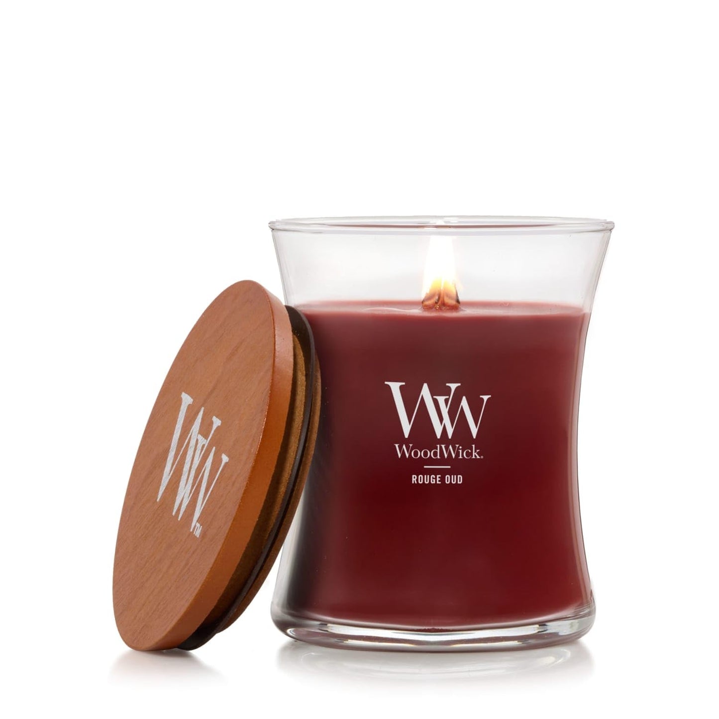 WoodWick Rouge Oud Gifts for Women and Men, 9.7 oz Medium Hourglass Candle with Crackling Wick