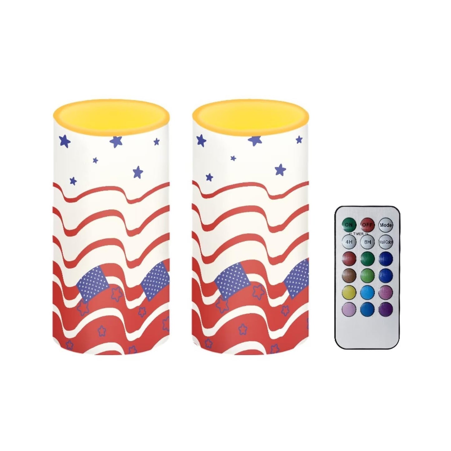 Luarisgur Independence Day Flameless Candles with Remote Stars and Stripes Decorations Battery Candles Flickering LED Candles with Remote for Home Party Holiday 4th of July Decor Electric Fake Candles