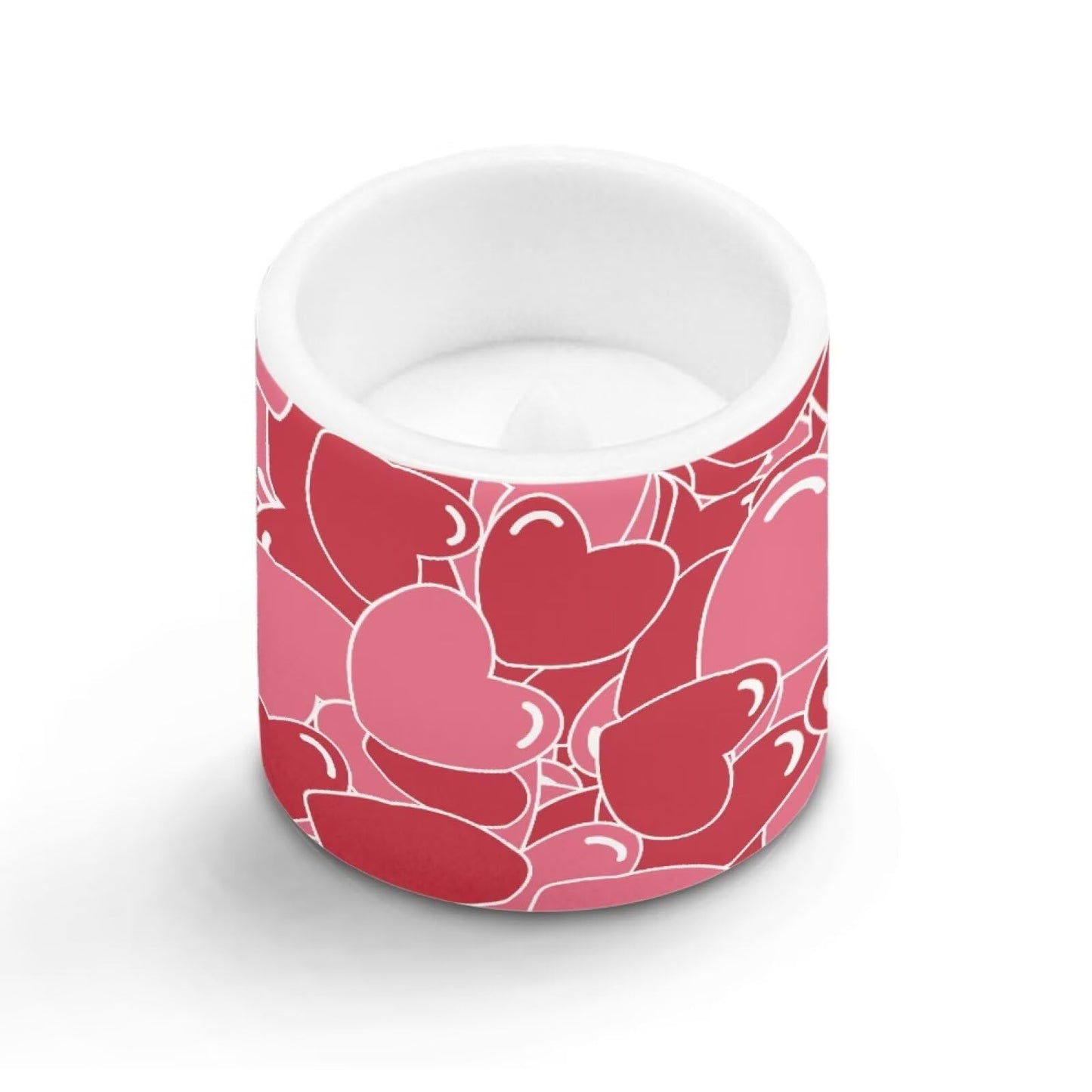 Merkmak Pack of 4 Full Heart Print Flameless Candles with Remote Battery Operated Candles with Timer Waterproof Flameless Pillar Tea Lights for Valentines Day Wedding Home Decorations