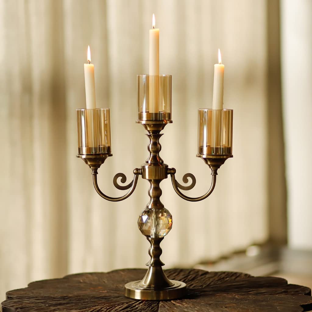 Candlestick Holders Three-Headed Candle Holder Metal Pillar Candlestick for Wedding Party Candlelight Dinner Event Candelabra Table Decoration Ornament Candle Holders