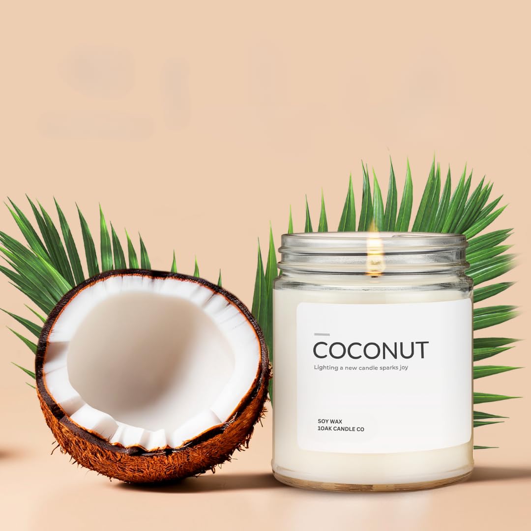 1OAK Coconut Candle - Soy Wax Scented Candles (Coconut) - Soy Candles for Home Scented - Long Burning Premium - Hand-Poured (7oz.)