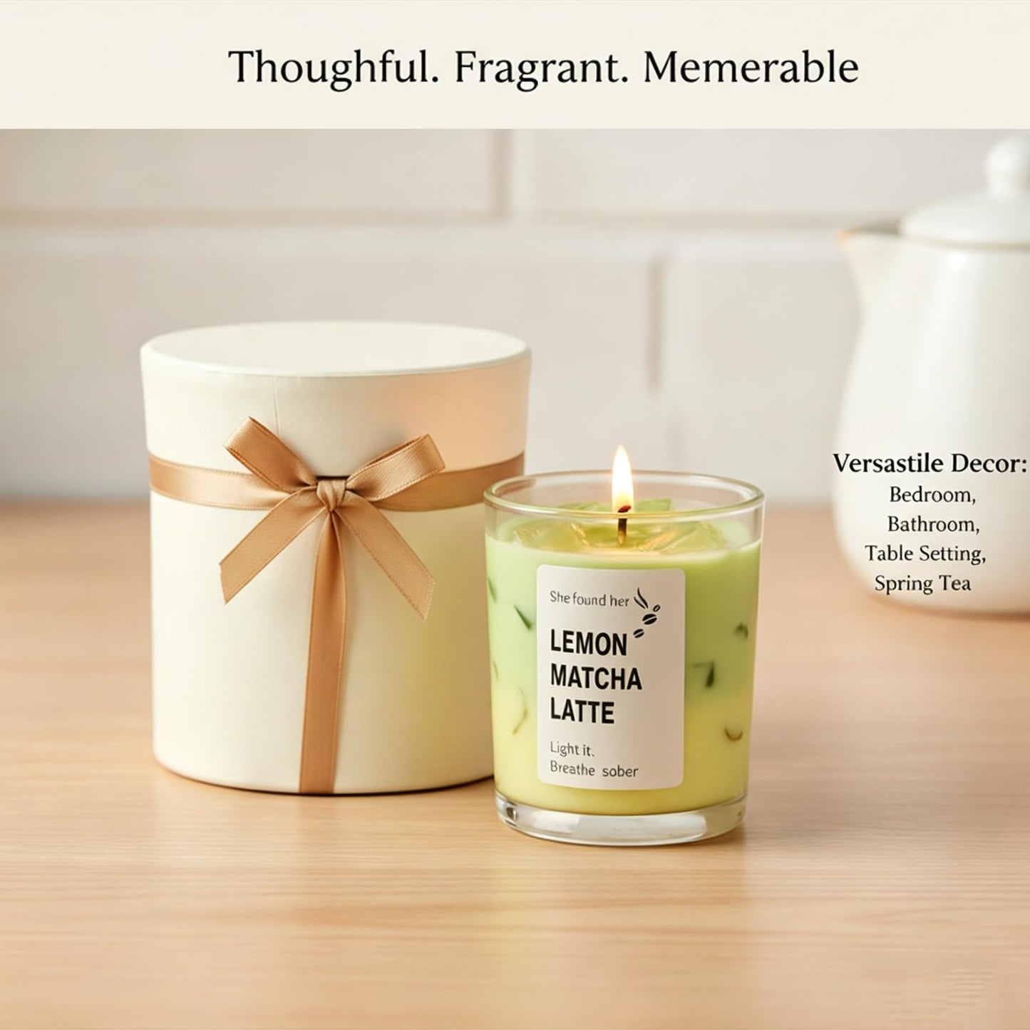 SRCVYLT Coffee Candles Glass Cup Made of Soy Wax, Jelly Candles Gifts for Women Men Coffee Lovers Room Decor (Lemon Macha)