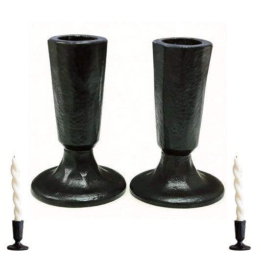 Set of 2 Cast Iron Candle Holder, Black, Vintage Heavyweight Taper Candle Holder Set, Sturdy and Anti Tip, Suitable for Dining, Weddings, Parties, Halloween, and Home Table Decoration