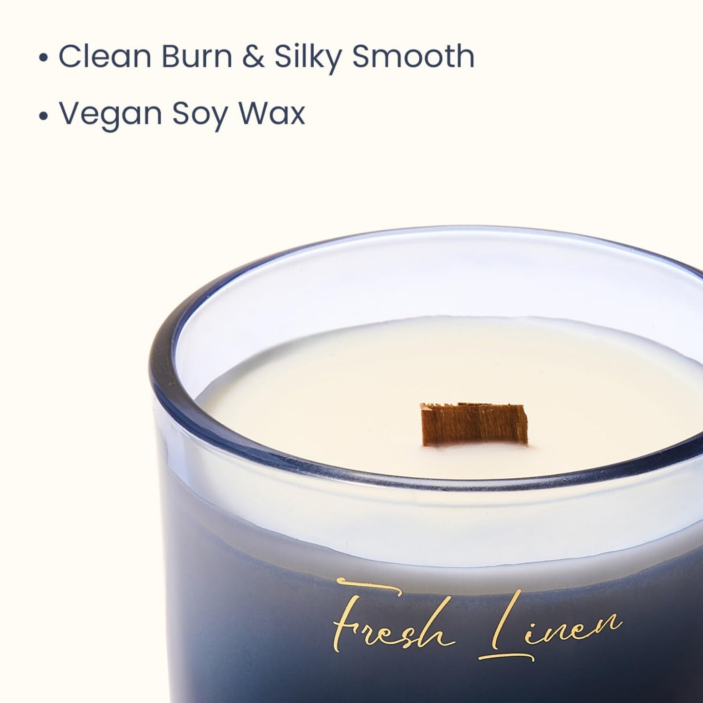 M&SENSE 9.9oz Natural Soy Wax Jar Candle with Wooden Wick | Fresh Linen Scent | 55-Hour Burn & Long-Lasting Burn | Housewarming Gift for Men and Women