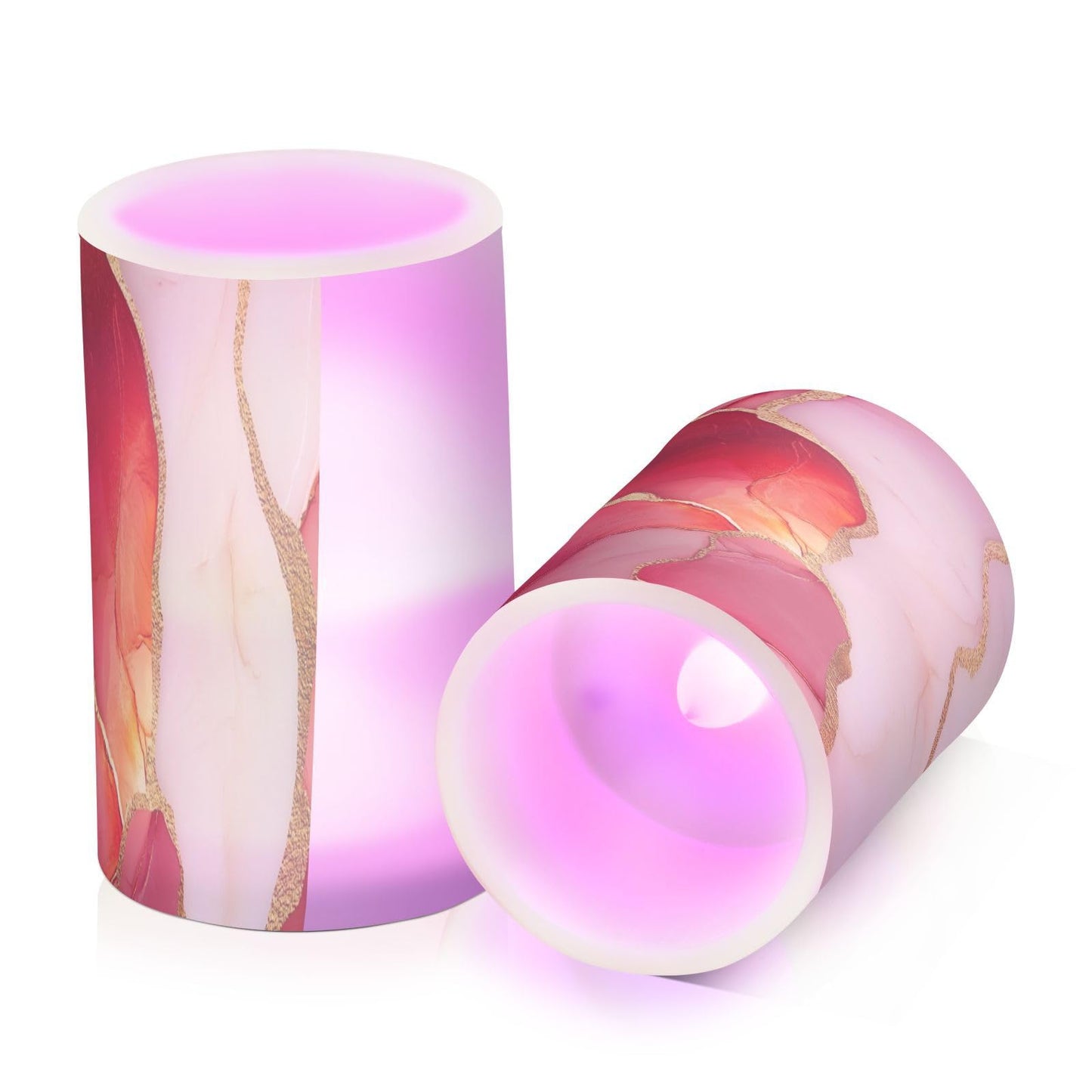 Zathe Flameless Flickering Candles Color Changing Led Pillar Candles for Living Room Marble Red White
