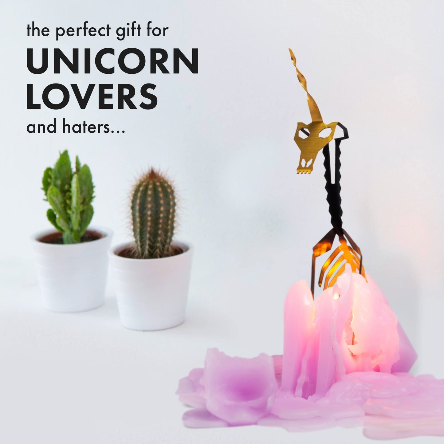 PyroPet Einar Unicorn Candle (Lilac) - The Original Candle with Metallic Skeleton | Icelandic Design Gift for Unicorn Lovers and Art Enthusiasts | 16-Hr Burn Time | Dimensions: 5.1x2.6x8 in