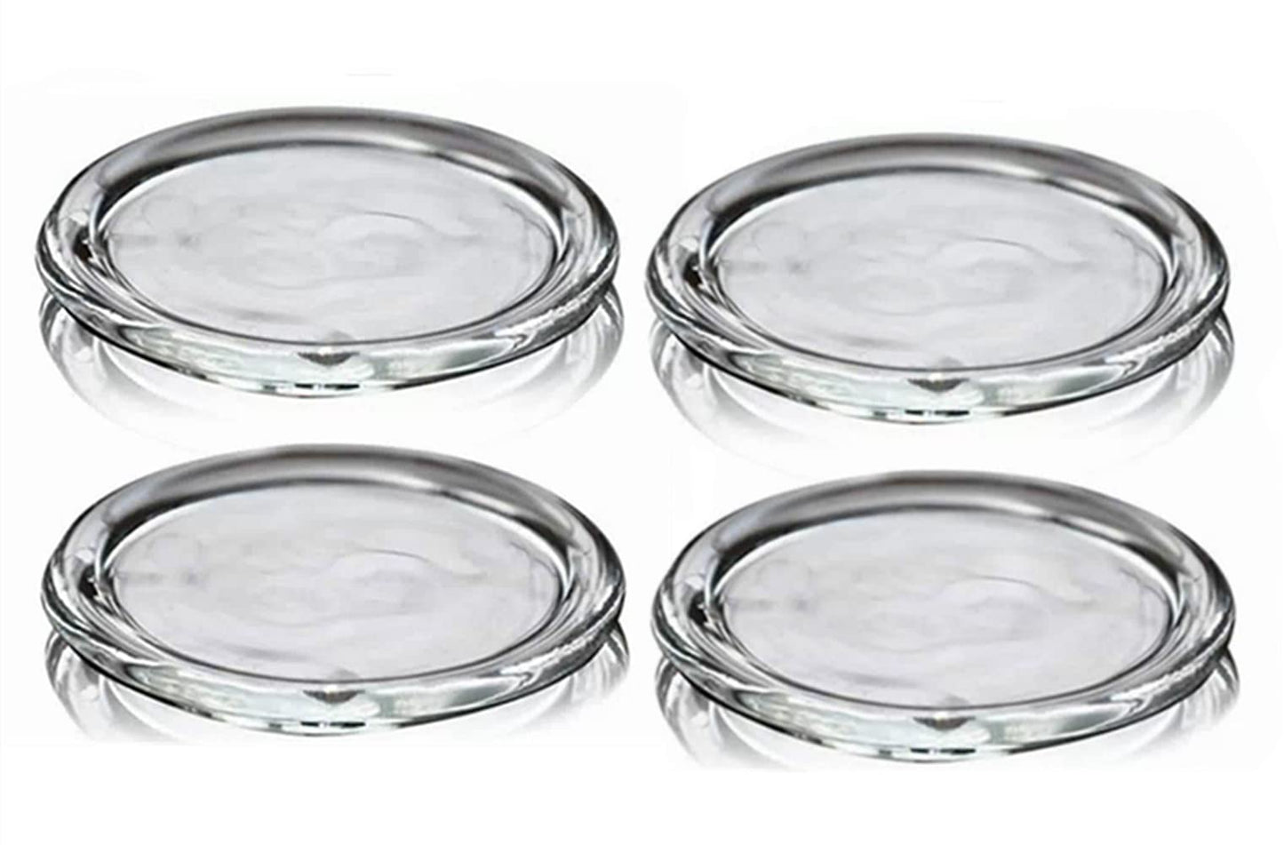 Cumuiu 4 Pack Glass Candle Holder 4" Clear Beautiful Transparent Round Candle Plate…