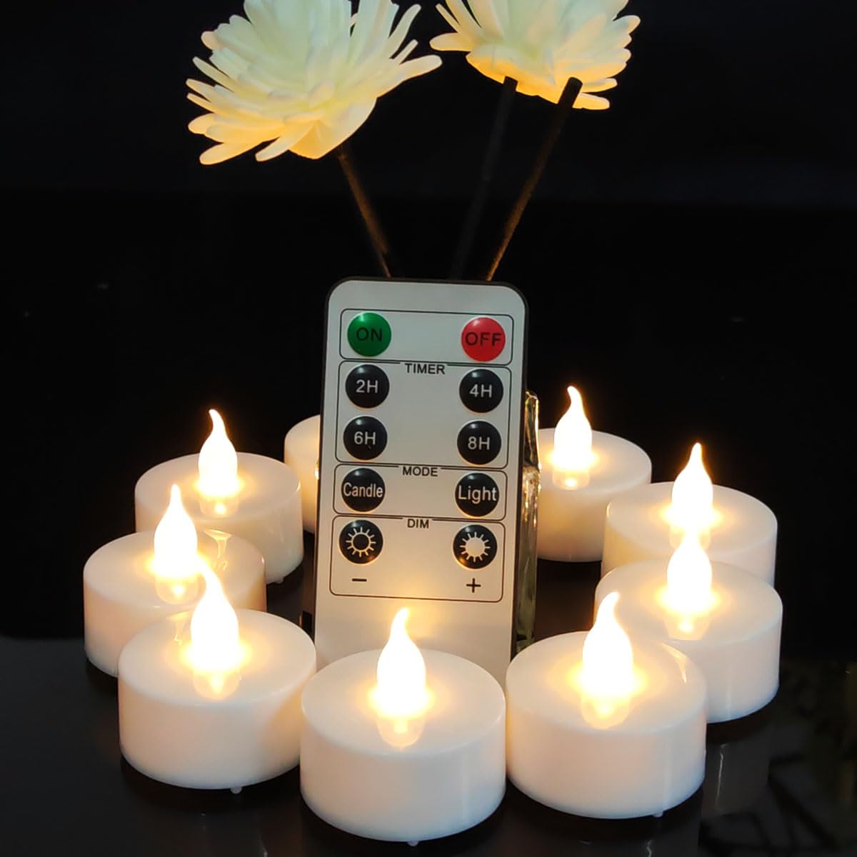 Jialine Remote flameless led Tea Light Candles with Timer,Realistic Flickering tealight Candles with Remote,Safe Decorative Lighting for Christmas,Wedding,Home Decor (Warm White 24 Pack)