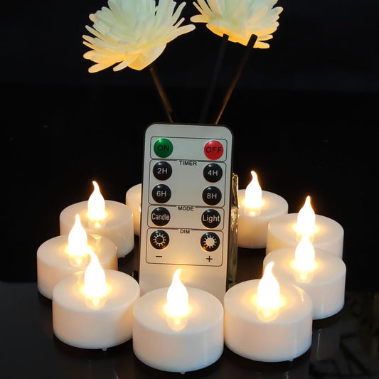 Jialine Remote flameless led Tea Light Candles with Timer,Realistic Flickering tealight Candles with Remote,Safe Decorative Lighting for Christmas,Wedding,Home Decor (Warm White 24 Pack)