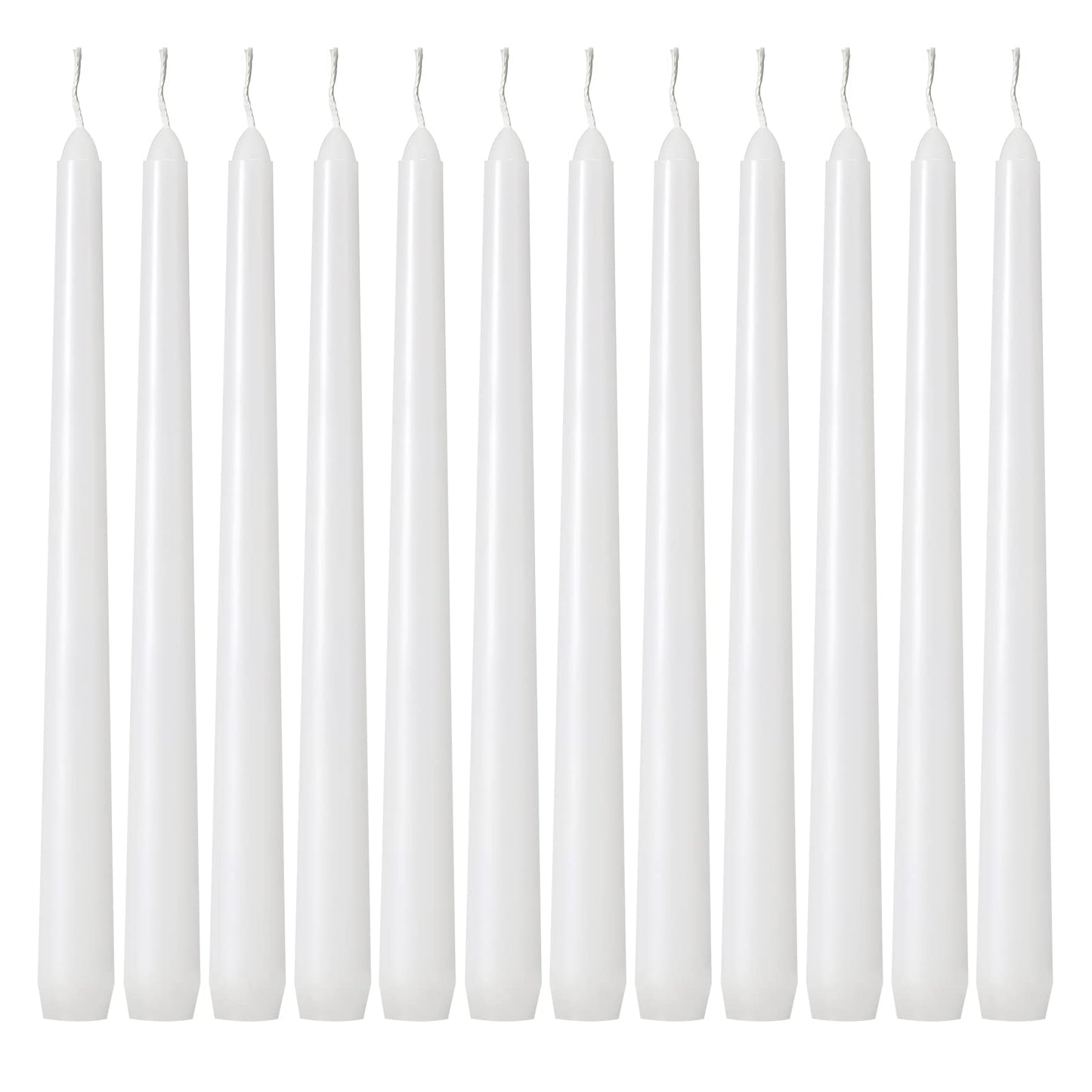 Kedtui Taper Candles 10 inch (H) Dripless, Set of 24 White Unscented and Smokeless Taper Candles Long Burning, Paraffin Wax with Cotton Wicks for Burning 8 Hours Time