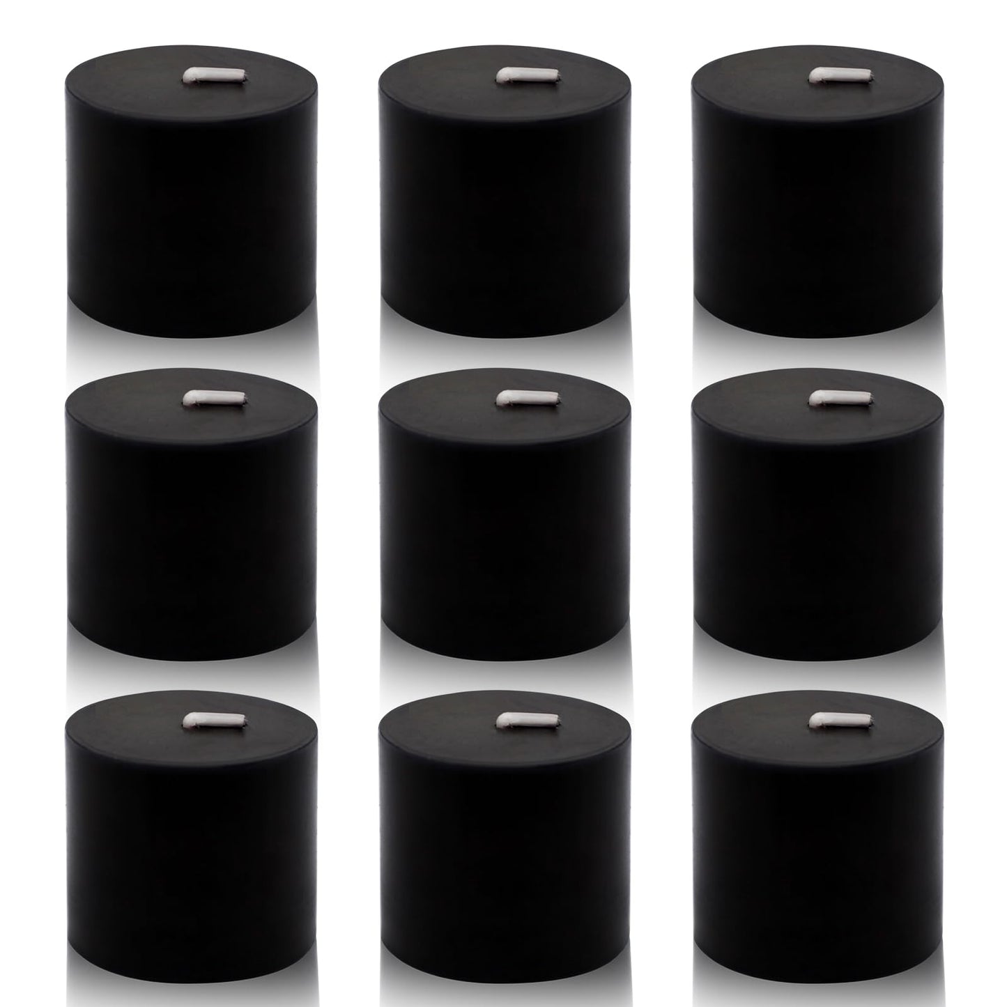 9 Packs Black Votive Candles, Unscented Small 1.5 Inch by 1.25 Inch Wax Candles for Halloween, Wedding, Party, Home Table Decor - 8 Hours Burn Time