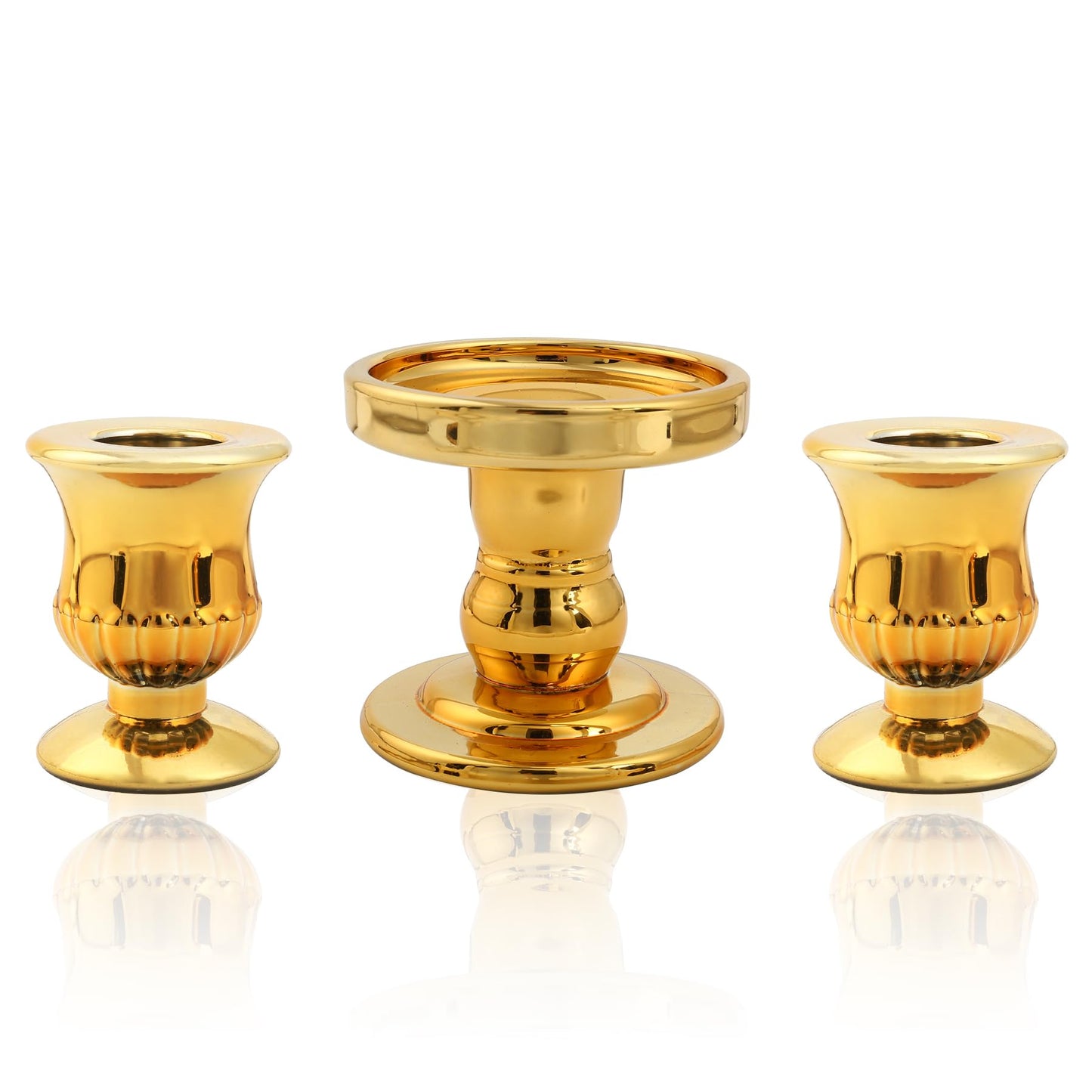 Gold Unity Candle Holder - Glass Candle Holders for Pillar Candles Taper Candles, Glass Candlestick Holders Set of 3, Decorative Clear Glass Candlestick Holder for Wedding Table Dinning Centerpiece