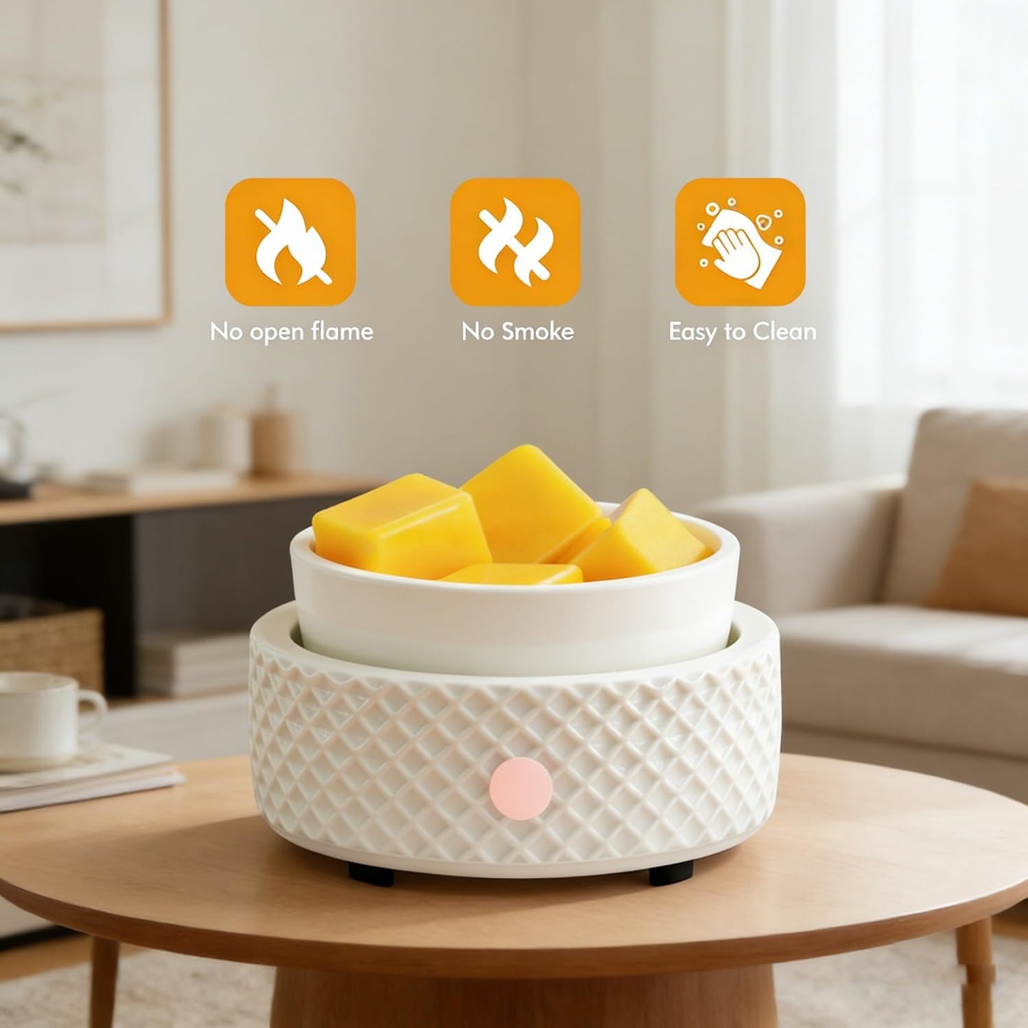 Wax Melt Burner Warmer with Timer Ceramic 4-in-1 Electric Candle Warmer Auto Shut-Off for Scented Wax Melts, Candle Jars, Essential Oil, Coffee Cup Warmer Home Decor Fragrance Gifts for Women - White