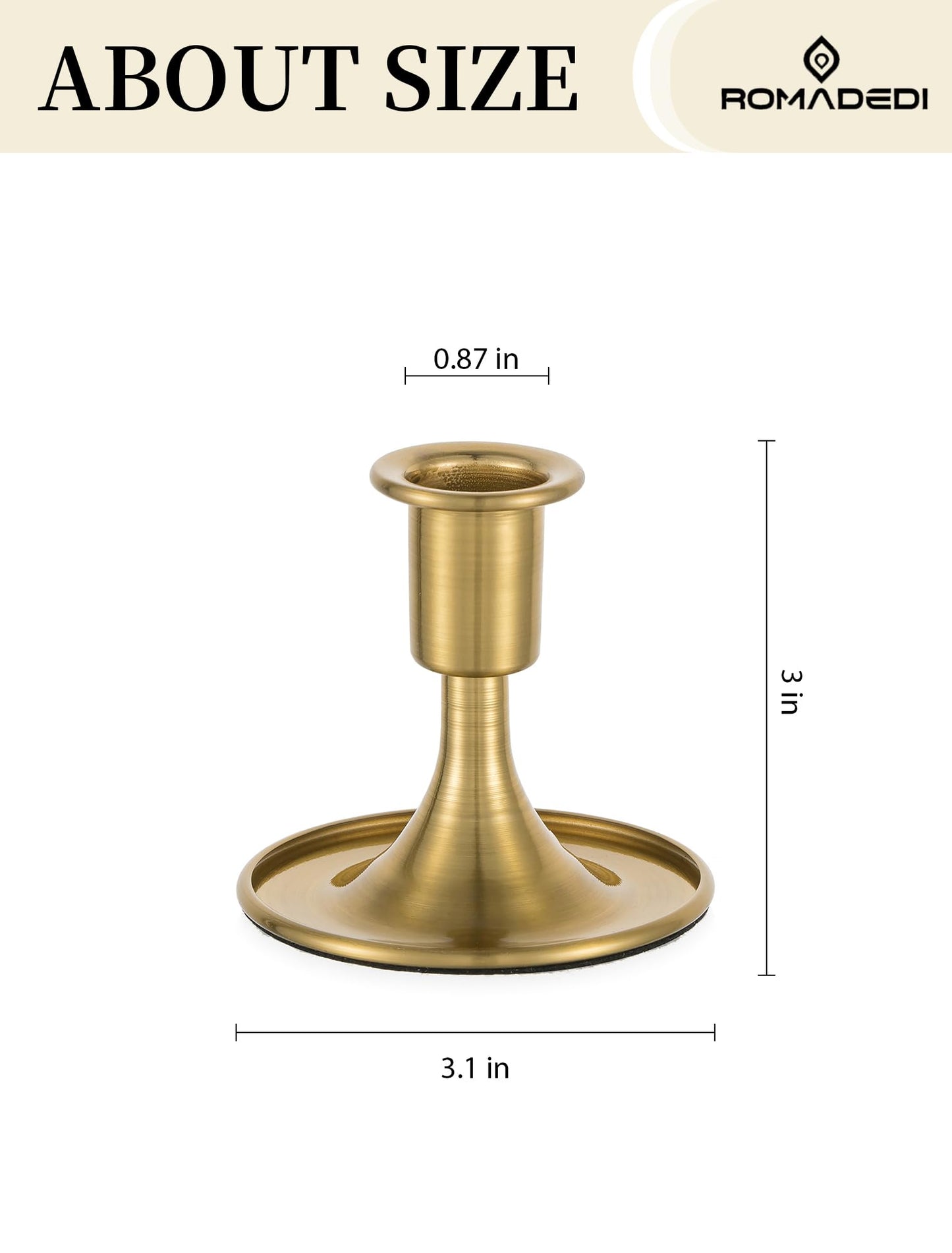 Romadedi Gold Candlestick Candle Holders - Brass Taper Holders Candle Stick for Wedding Table Centerpiece Festive Christmas Mantel Decoration Home Decor, Set of 6