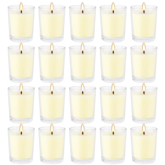Set of 20 x 2.0 oz Votive Citronella Candles in Glass Cup Decorative Candle Yellow Citronella Tea Lights Indoor Outdoor Patio Scented Candles Bulk…