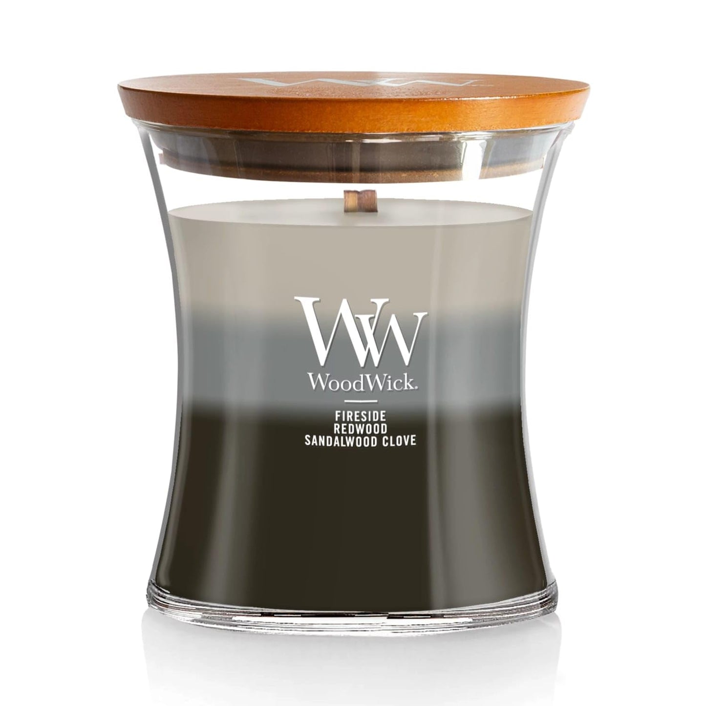 WoodWick Warm Woods Trilogy Holiday Candle Gifts for Women and Men, 9.7 oz Medium Hourglass Trilogy Candle with Crackling Wick