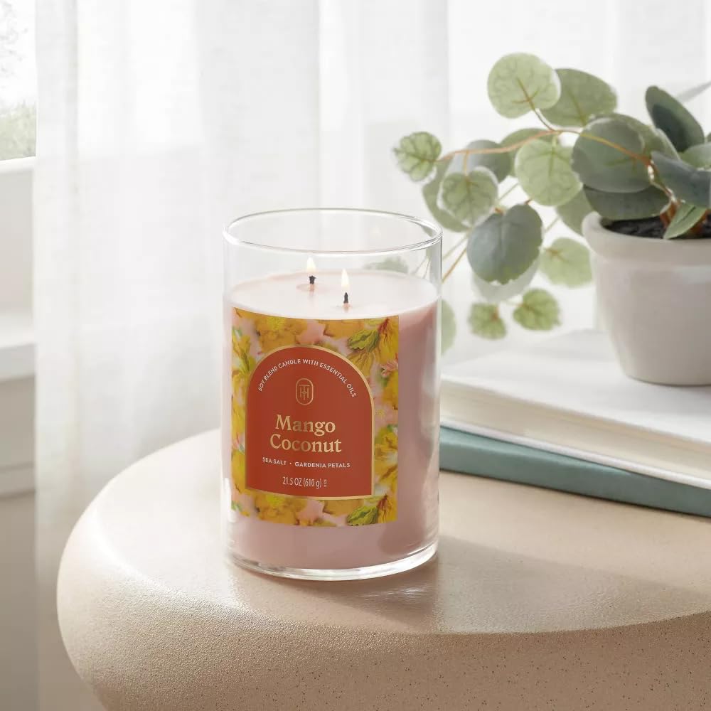 Threshold 2-Wick Lidded Glass Jar Candle (21.5oz, Mango Coconut)