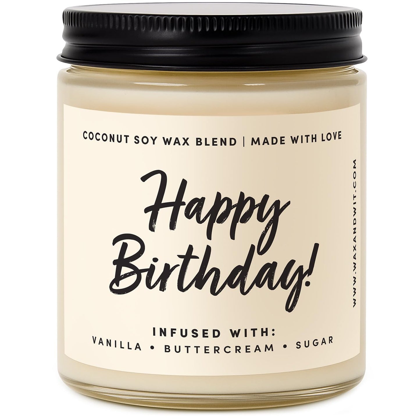 WAX & WIT Birthday Gifts for Women, Happy Birthday Candle – Scented with Vanilla, Buttercream and Sugar - 9oz, Soy Wax, 50 Hour Burn, Premium Candle Gift for Her, Friend, Daughter, Sister, Wife