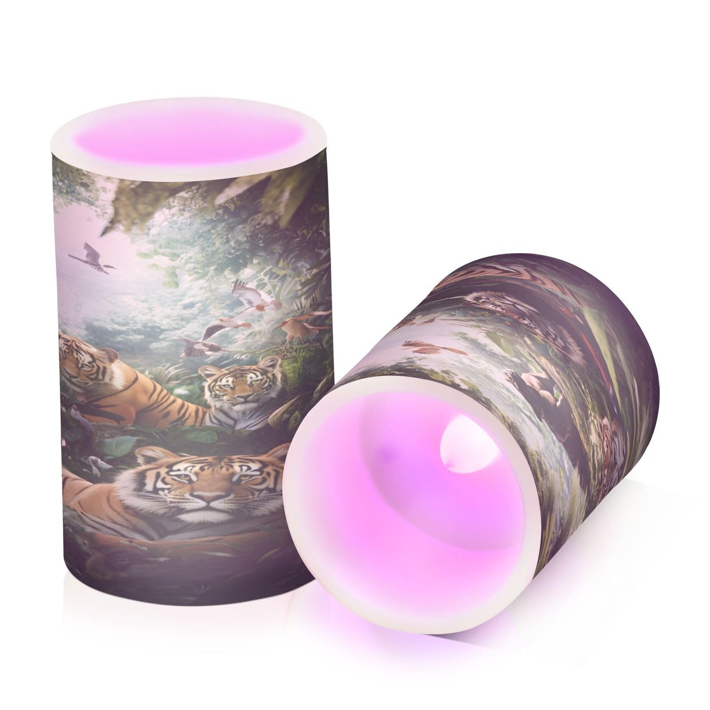 BOENLE Flickering Flameless Candles, Forest Animals Design LED Candles with Remote Timer, Set of 2 Battery Operated Candle for Valentine Wedding Birthday