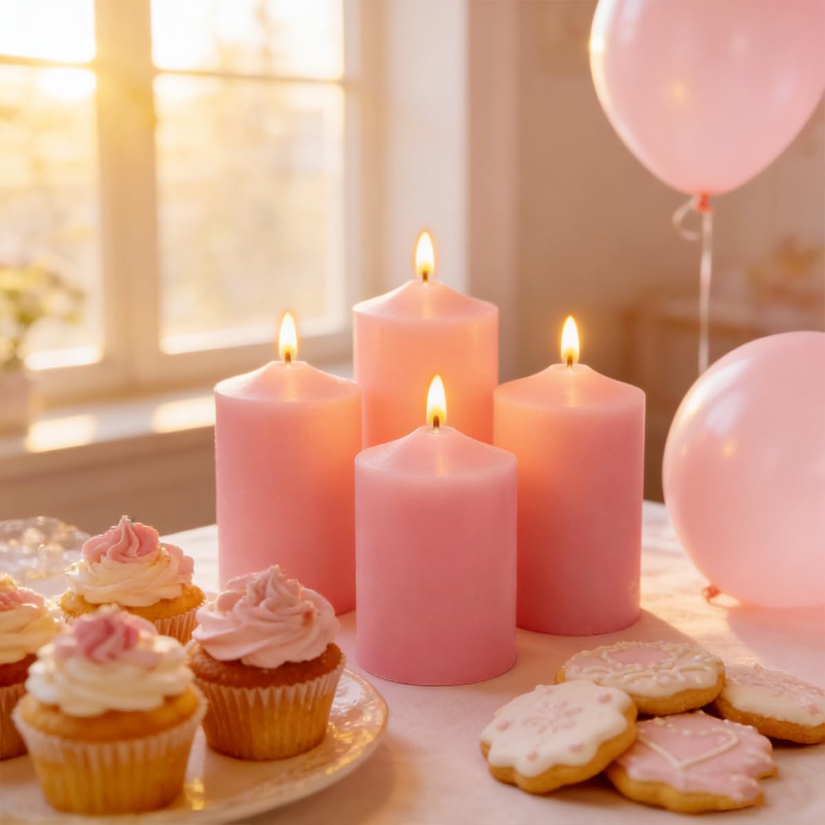 12 Pack 2x3 Inch Pink Pillar Candles, 22 Hours Dripless Smokeless Unscented Candles for Home Weddings Restaurant Spa Church and Emergency