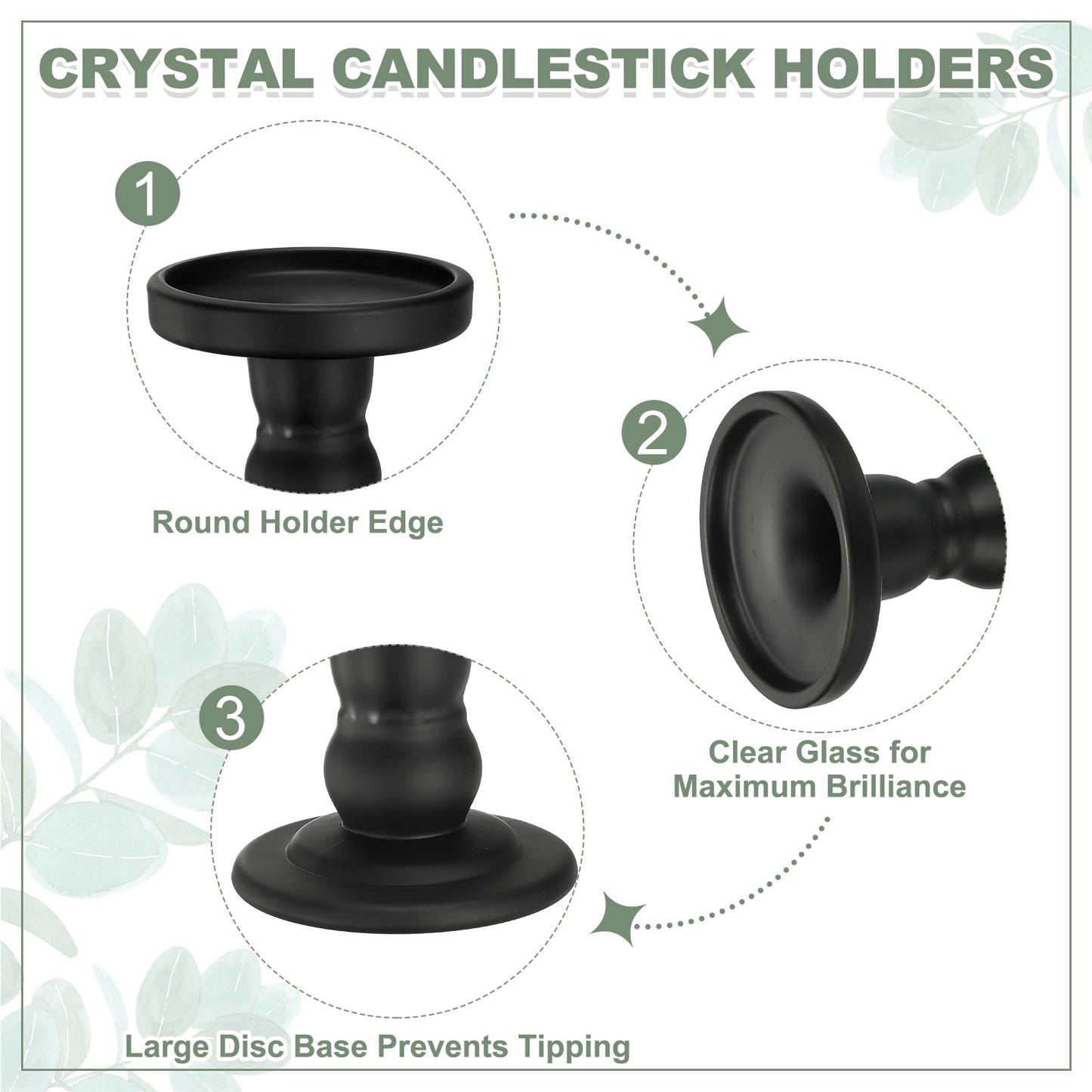 uxcell 11 cm Glass Candle Holder for Taper/Column Candles, Candle Holders Tealight Stand Candlestick for Tealight Wedding Table Centerpiece Home Decor, Matte Black