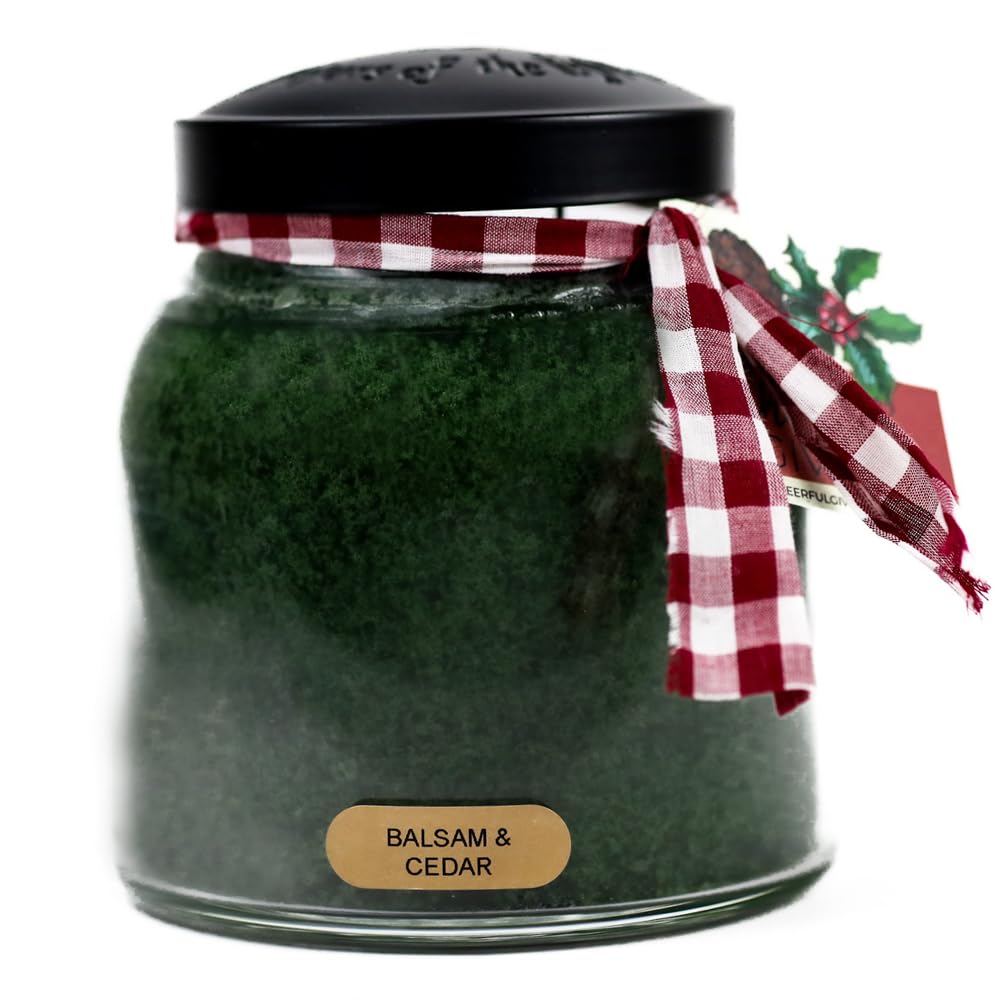 A Cheerful Giver - Balsam & Cedar - 34oz Papa Scented Candle Jar with Lid - Keepers of The Light - 155 Hours of Burn Time, Gift for Women, Green