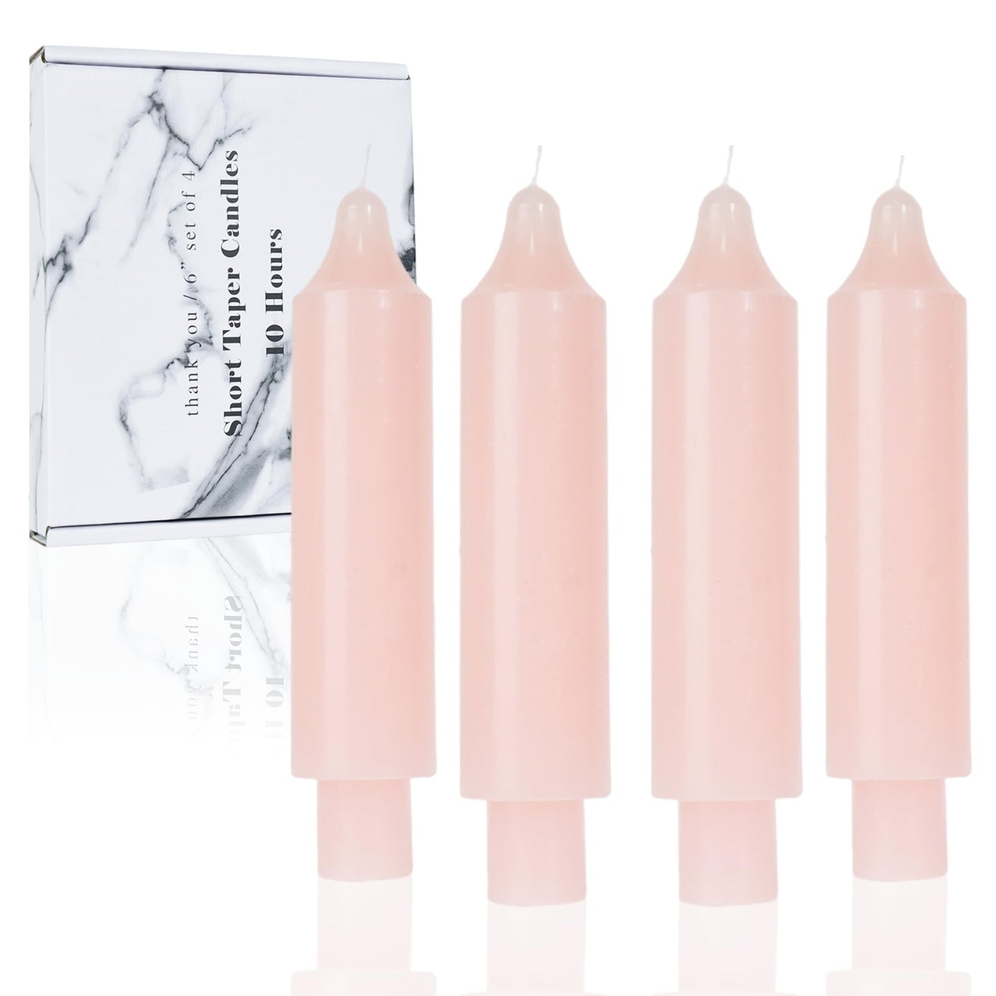 LPUSA Light Pink Short Taper Candles 6 inch Candle Sticks Unscented Dinner Candle Dripless for Home Decor,Set of 4