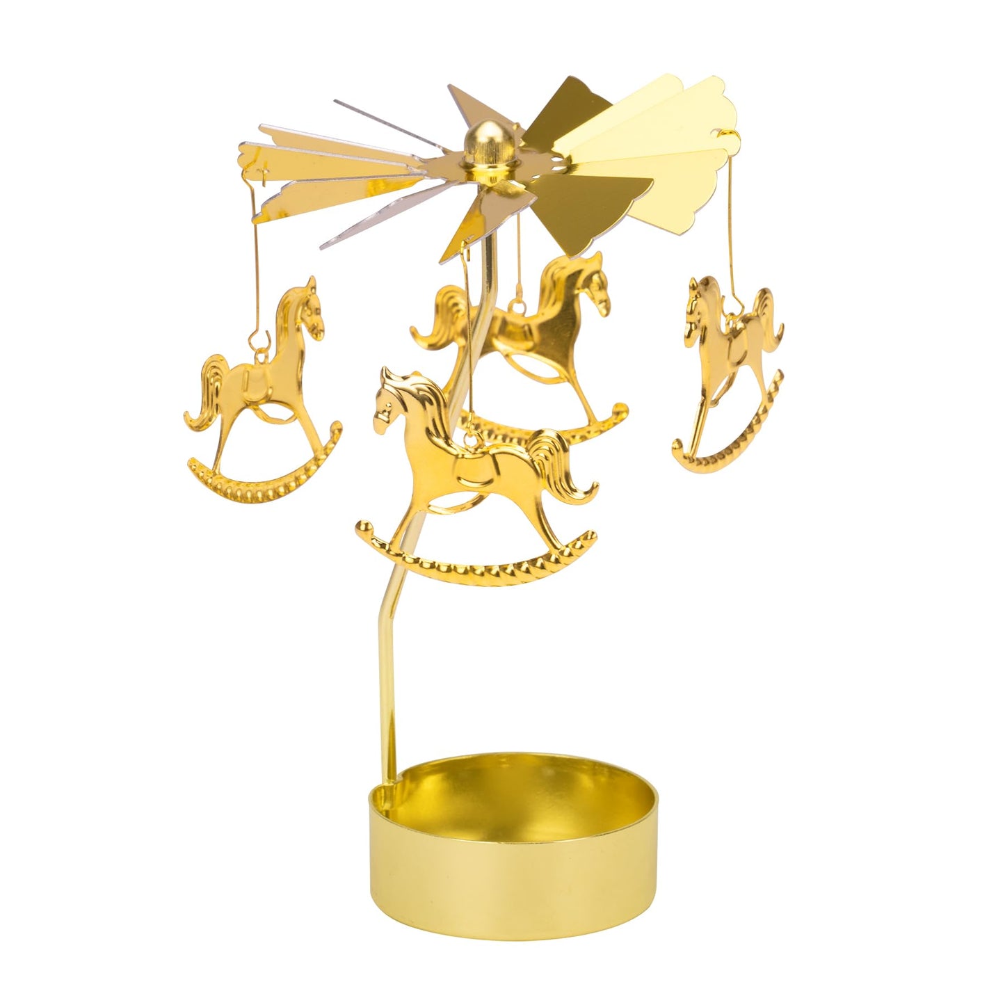 Toptime Spinning Candle Holder, Gold Tea Lights Candle Holder Carousel Candle Spinner, Rotating Metal Candle Holders for Table Centerpiece Carousel Tealight Holder for Christmas Festival Home Decor