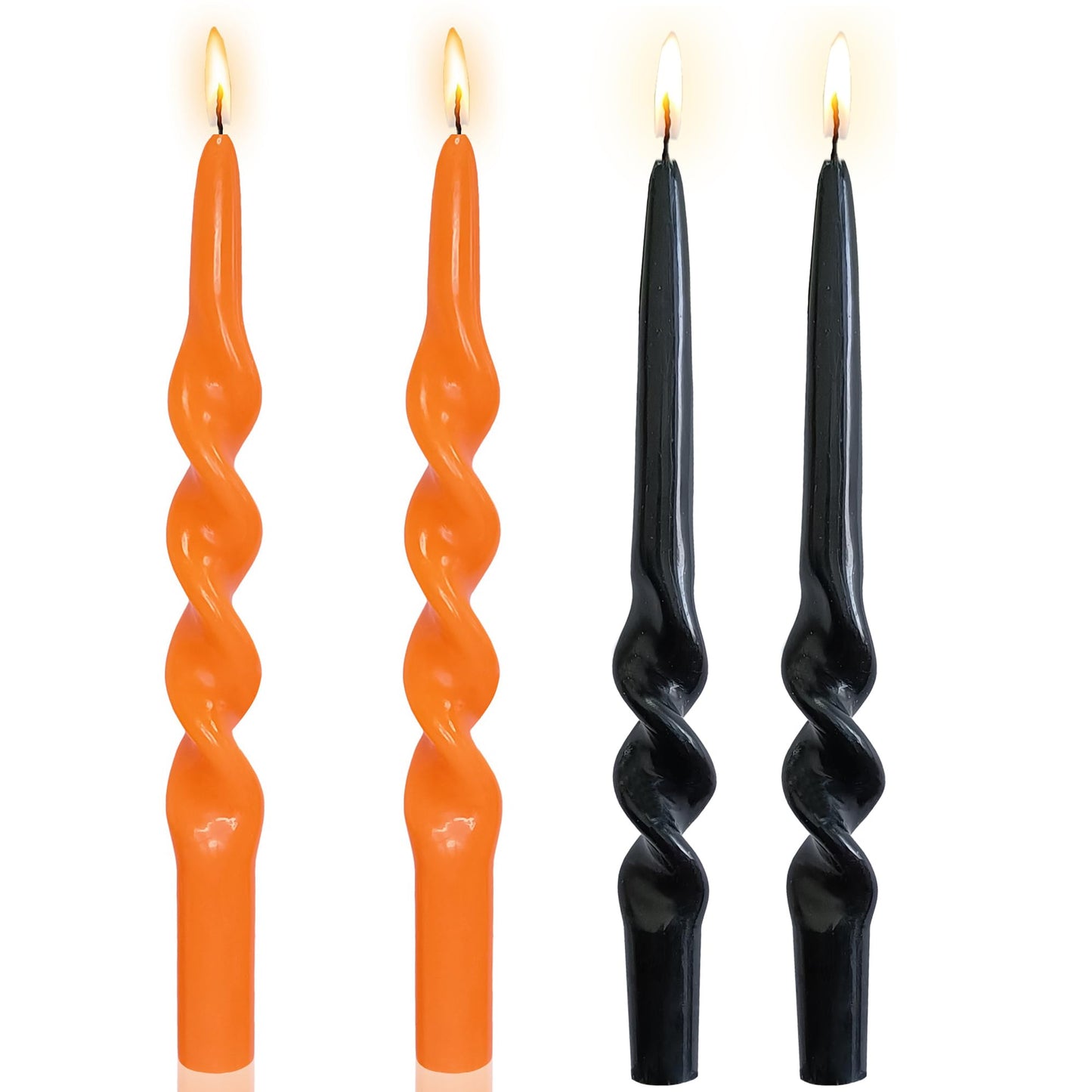 4pcs Halloween Spiral Candlesticks Orange Tapered Candle,10INCH Cute Candle Sticks Short Taper Candles Pumpkin Twisted Candlestick for Holiday Halloween Party Gifts