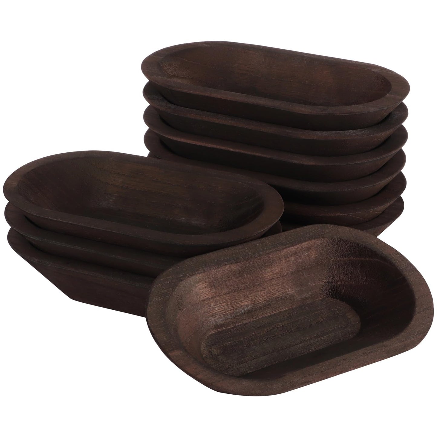 DORMIYA 10 PCS Wooden Dough Bowls, Rustic Wooden Candle Bowl for Decor, Woodens Dowls for DIY Candle Home Crafts Making, Farmhouse Decoration (Brown-10PCS)
