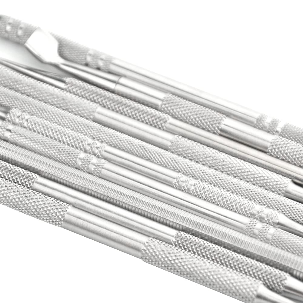 TOVOT 10PCS Stainless Steel Clay Sculpting Tools Metal Sculpting Tools Double-Side Clay Modeling Tools Wax Carving Tools (Silver-2)