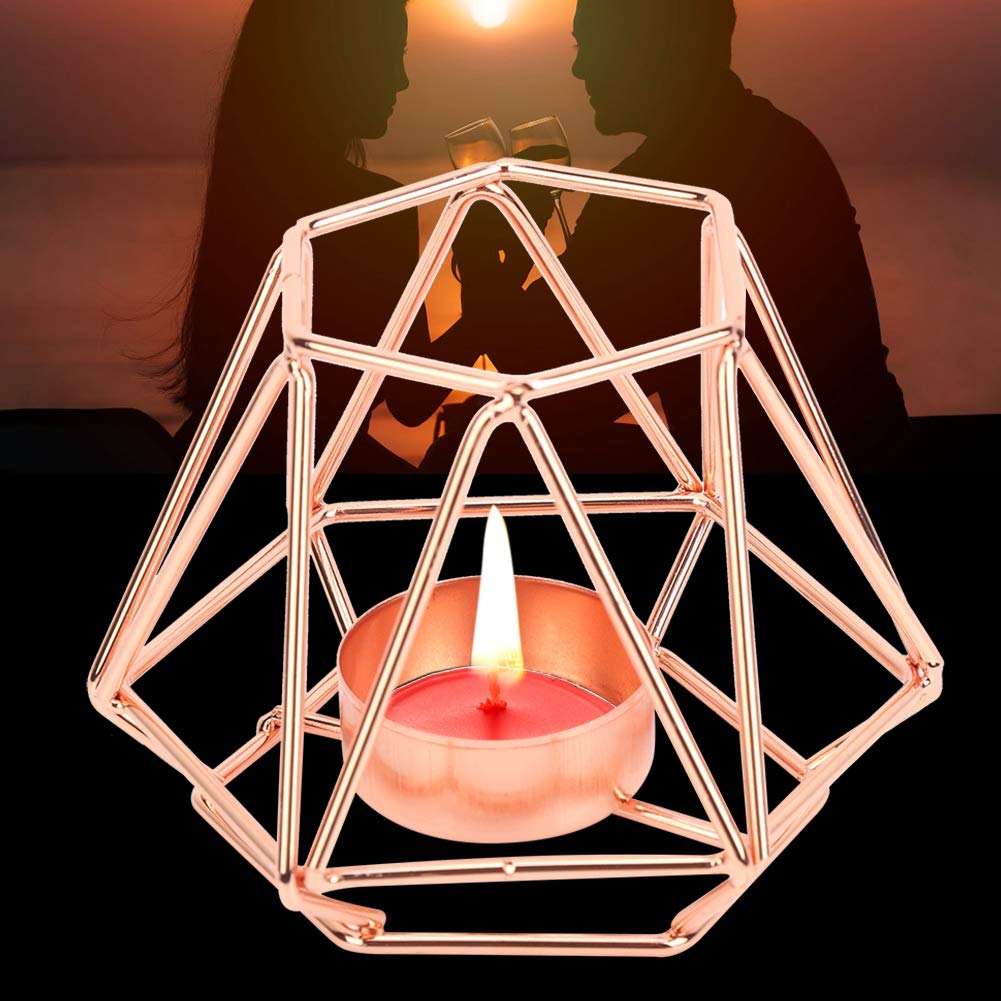 Geometric C and le Holder,Metal Nordic C and lestick,Centerpieces for Wedding, Home Decor Ceremony and Anniversary,C and lestick for Home Tabletop Art Deco(Rose Gold)