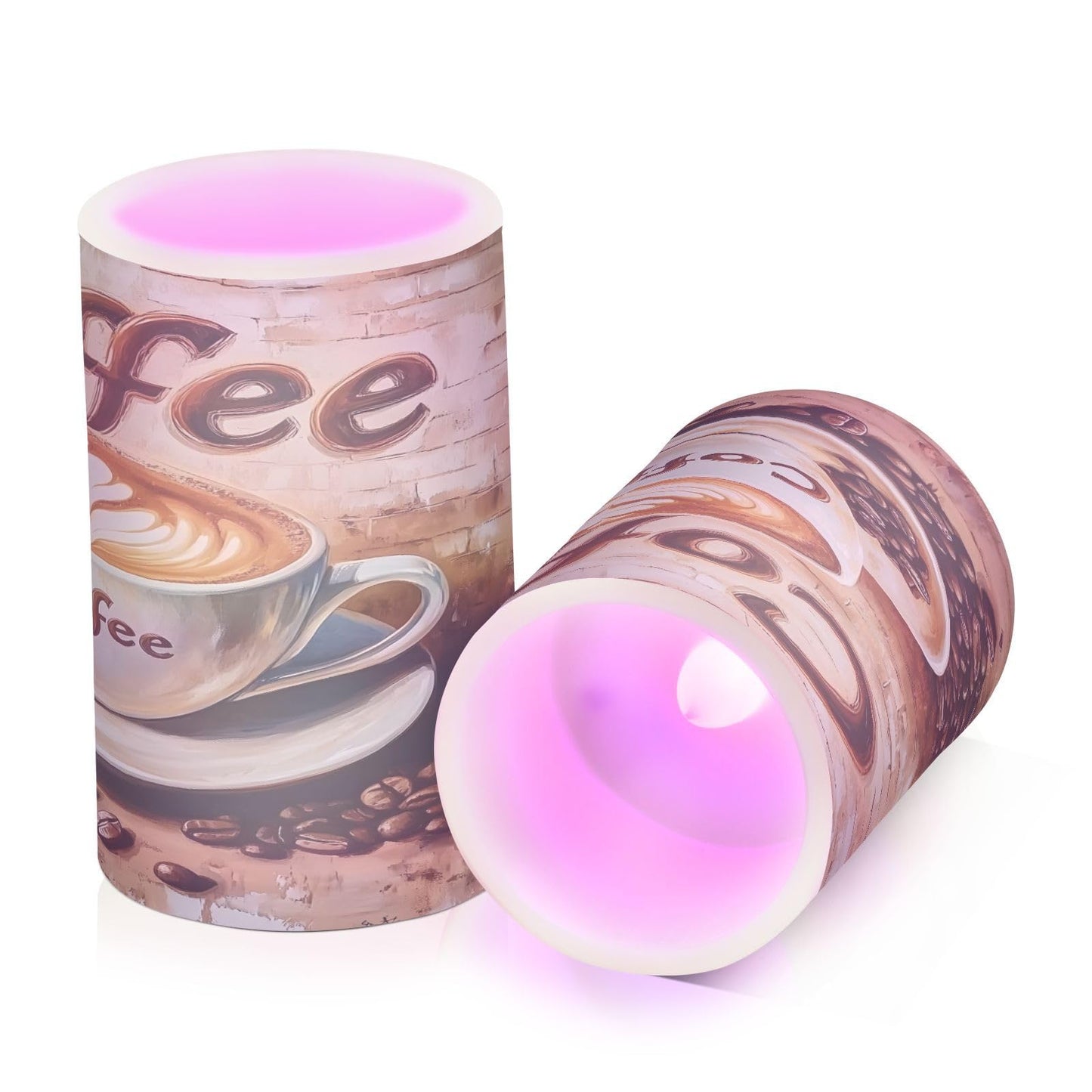 ALAZA Flickering Flameless Candles A Coffee Cup Battery Operated Candles with Remote Timer LED Pillar Votive Candles Set of 2 for Holiday Decor