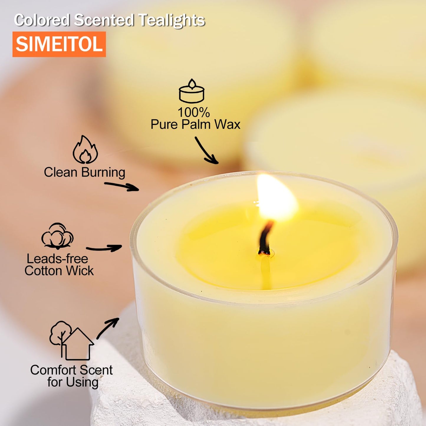 Vanilla Scented Tealight Candles – 14 Pack, 100% Pure Palm Wax, 6-Hour Burn, Ivory Cream Tea Lights for Cozy Ambiance, Home Relaxation, Romantic Settings, Clean Burn & Smokeless