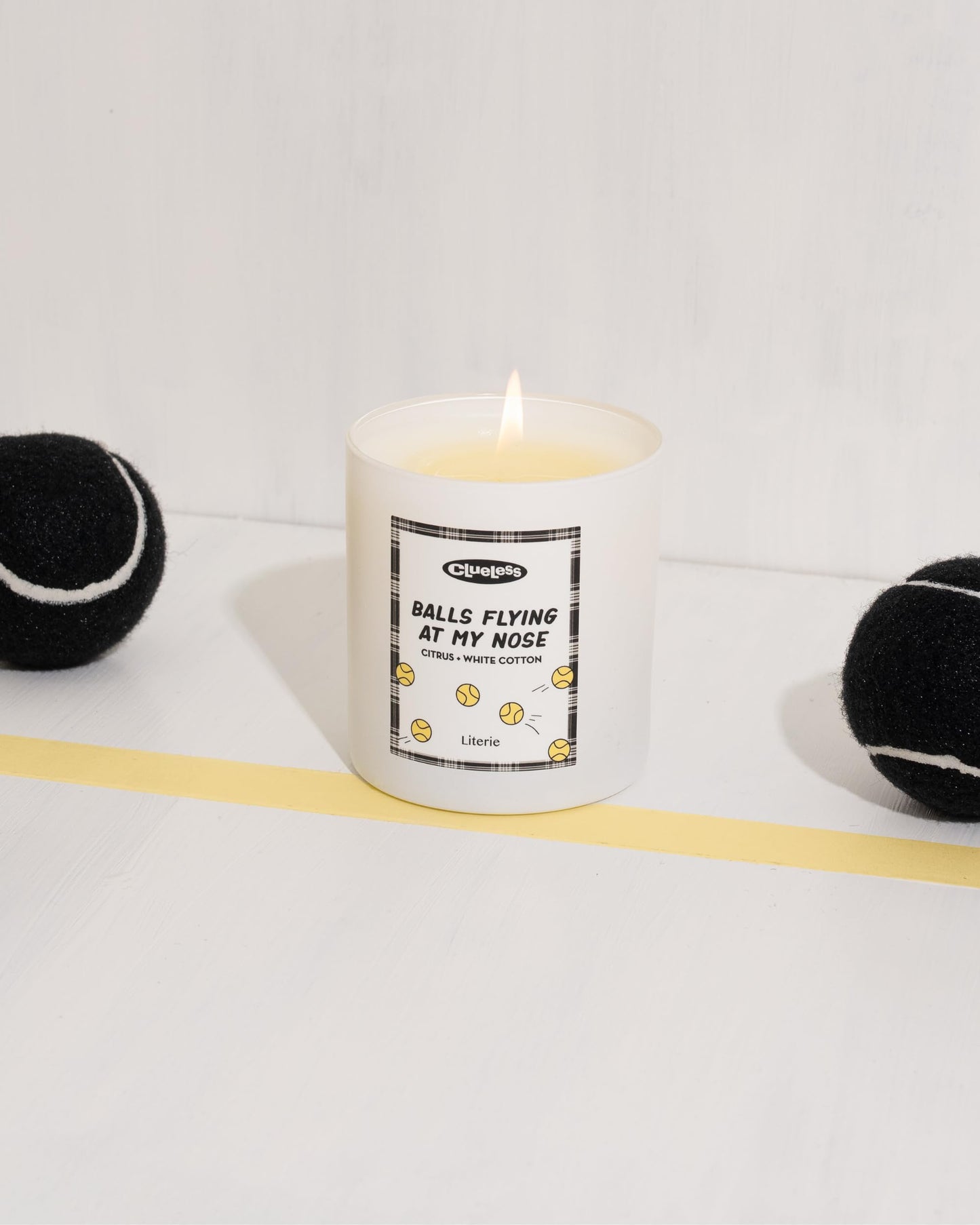Literie Clueless Inspired Scented Candle: Balls Flying at My Nose - Citrus and White Cotton Scent, 9oz, 50 Hour Burn, Vegan Soy & Coconut Blend Candle for Home Decor, Gift for Women & Men
