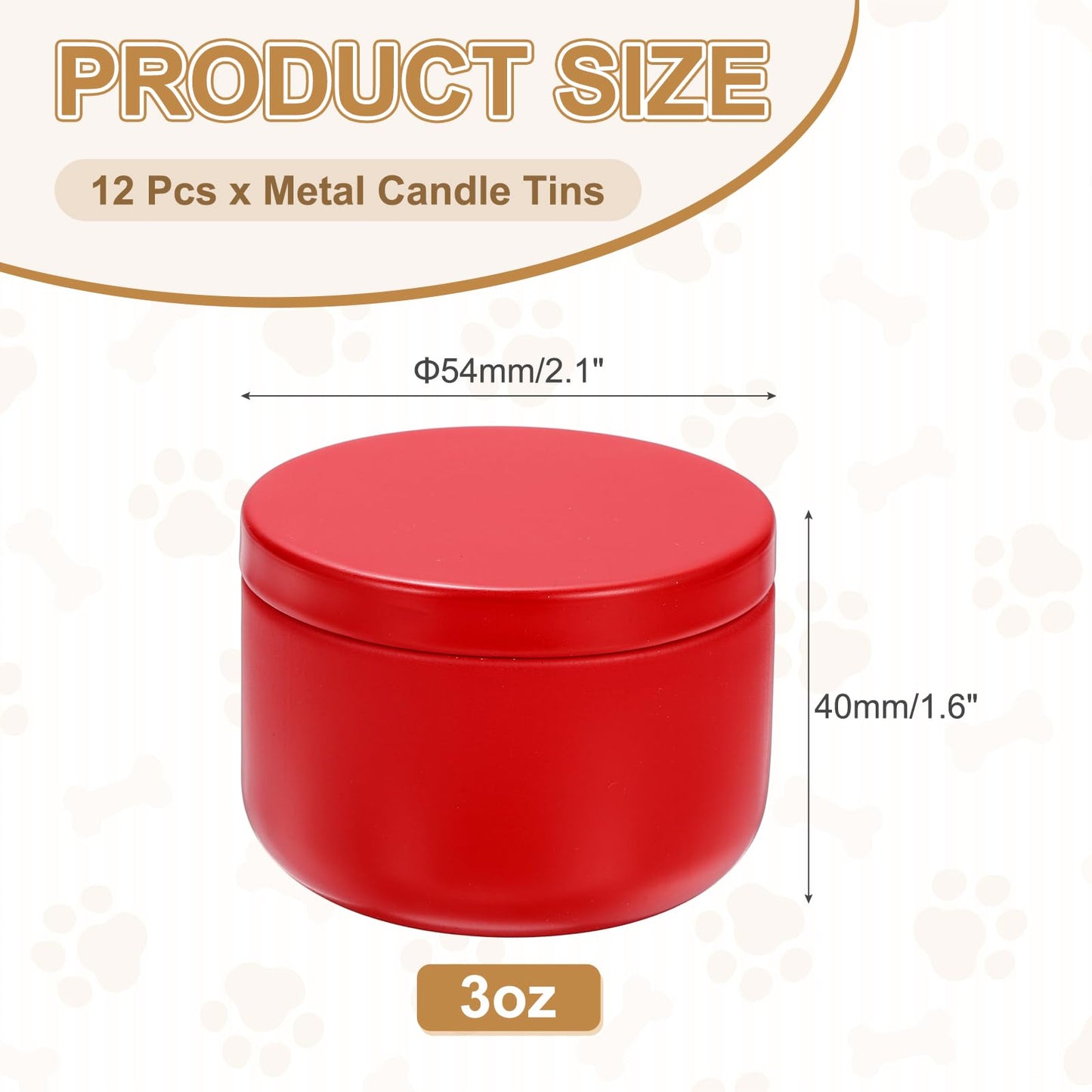 MECCANIXITY 3oz Candle Tins, 12pcs Metal Candle Tins Jars with Lids Round Empty Tin Can Containers Bulk for Storage Tea and Making DIY Arts Crafts Christmas Gifts, Red