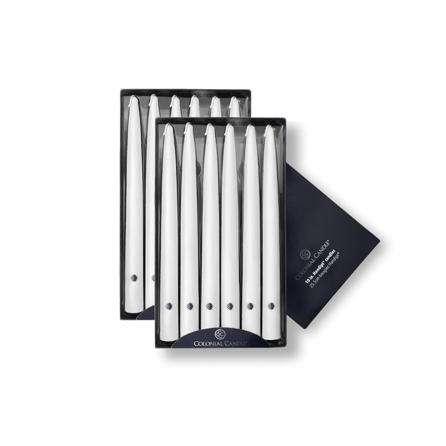 Colonial Candle Handipt Taper Candle, 10 in, White 12 count