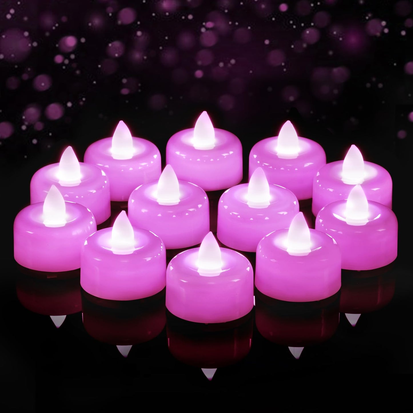 Amagic 24 Pack Light Purple Flameless LED Tea Lights Candles Battery Operated, Electric Fake Tealight Candles for Easter, Wedding, Table Centerpiece, Party, Anniversary, Proposal, Christmas, Birthday