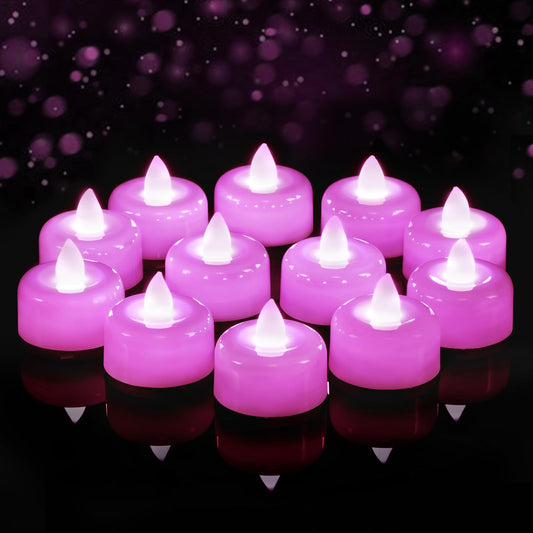 Amagic 24 Pack Light Purple Flameless LED Tea Lights Candles Battery Operated, Electric Fake Tealight Candles for Easter, Wedding, Table Centerpiece, Party, Anniversary, Proposal, Christmas, Birthday