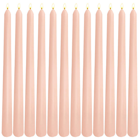 12 Pack 10 inch Soft Peach Taper Candles, Unscented Dripless Candlesticks Bulk for Home Dinner Wedding Romantic, Long-Lasting Burn Time of 7-8 Hour