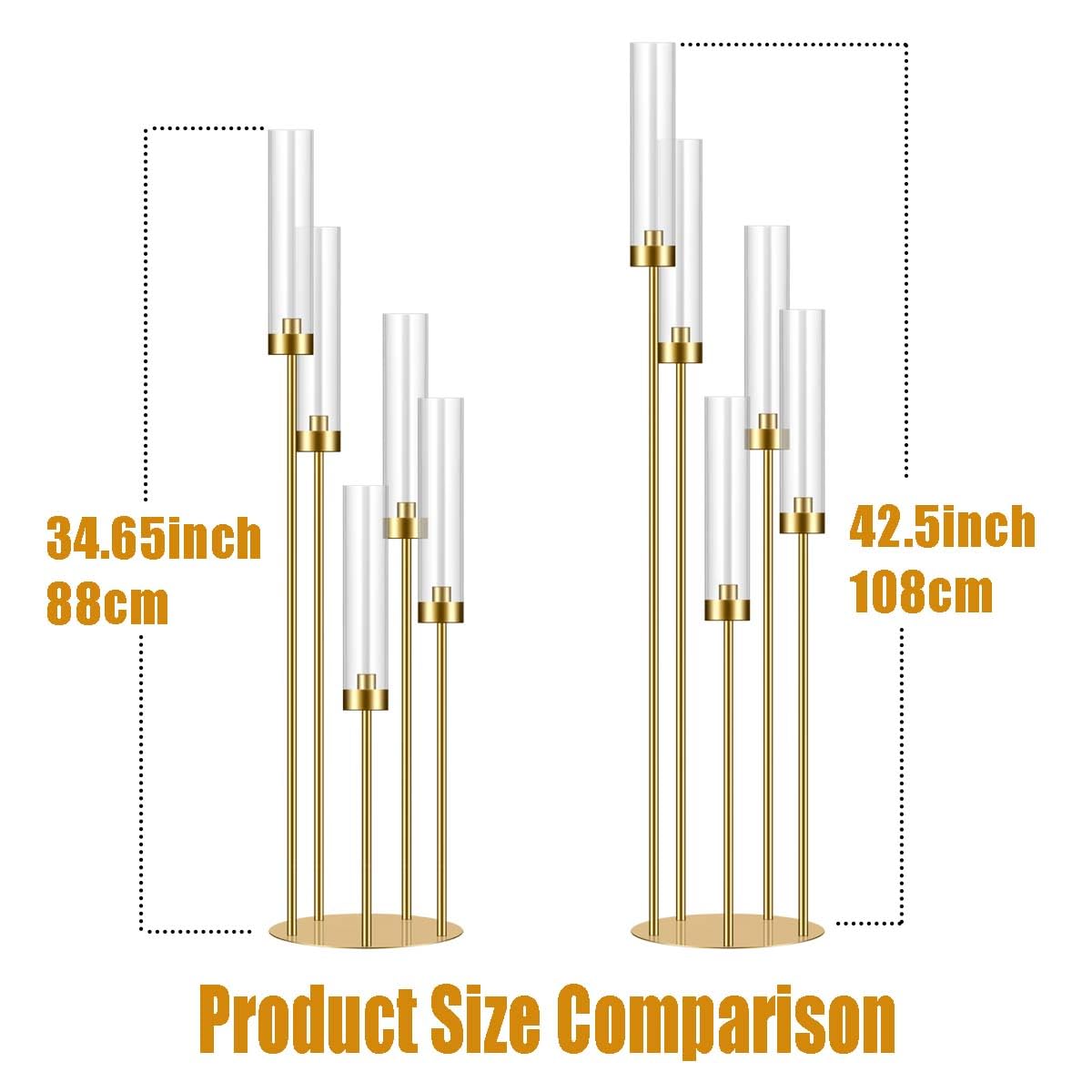 35in 10 Set Gold Candelabra Candle Centerpieces for Tables Candlesticks Holder Wedding Centerpieces Table Decorations Fit 0.9" LED Candle
