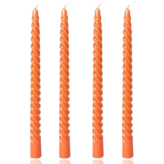 10 inch Gradual Spiral Color Taper Candles Set of 4 Pack Tapered Candle, Tall Candlesticks,for Dinner Party Wedding, Holiday Spring,Home Decor,Kitchen Decor (4, Orange, 10inch)
