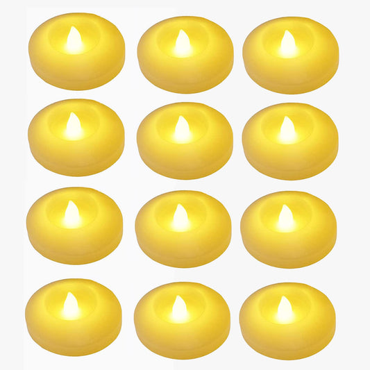 120+ Hours LED Floating Candles for Centerpieces – 12 Pack Warm White Flickering Tea Lights Battery Operated Waterproof Floating Flameless Candle Tealight for Wedding Party Pool & SPA Home Decorations