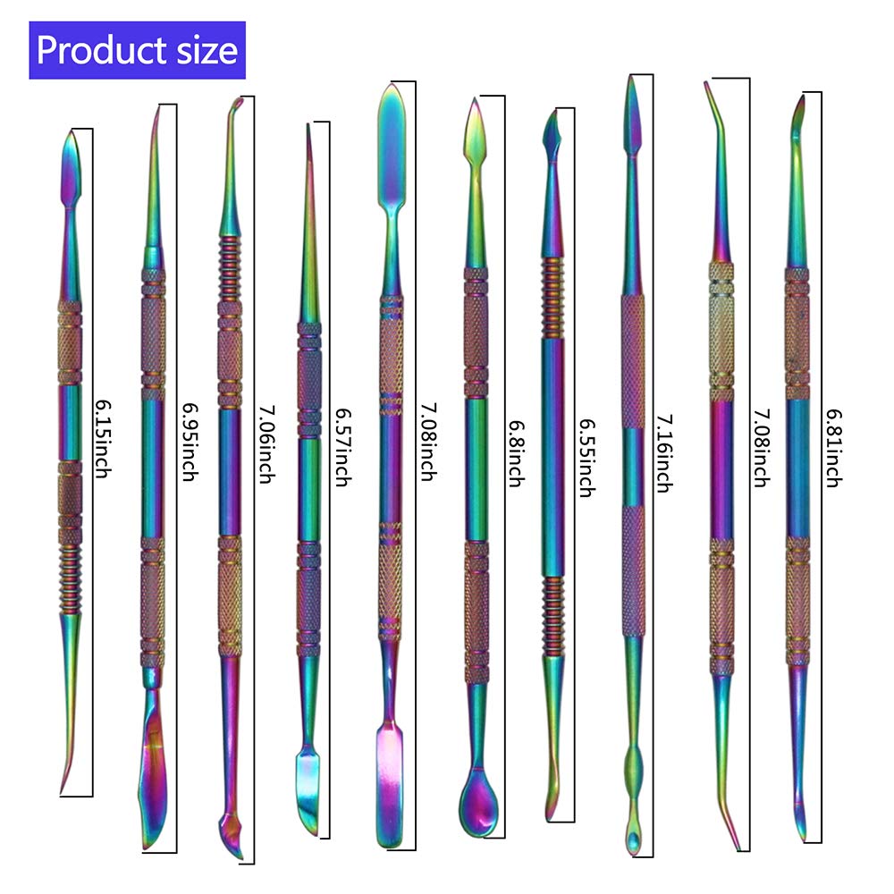 SKMZ 10Pack Large Size Stainless Steel Wax Carvers Tool Set Spatula Double Ended Rainbow Kit for production wax figures clay sculptures and pottery handmade artworks