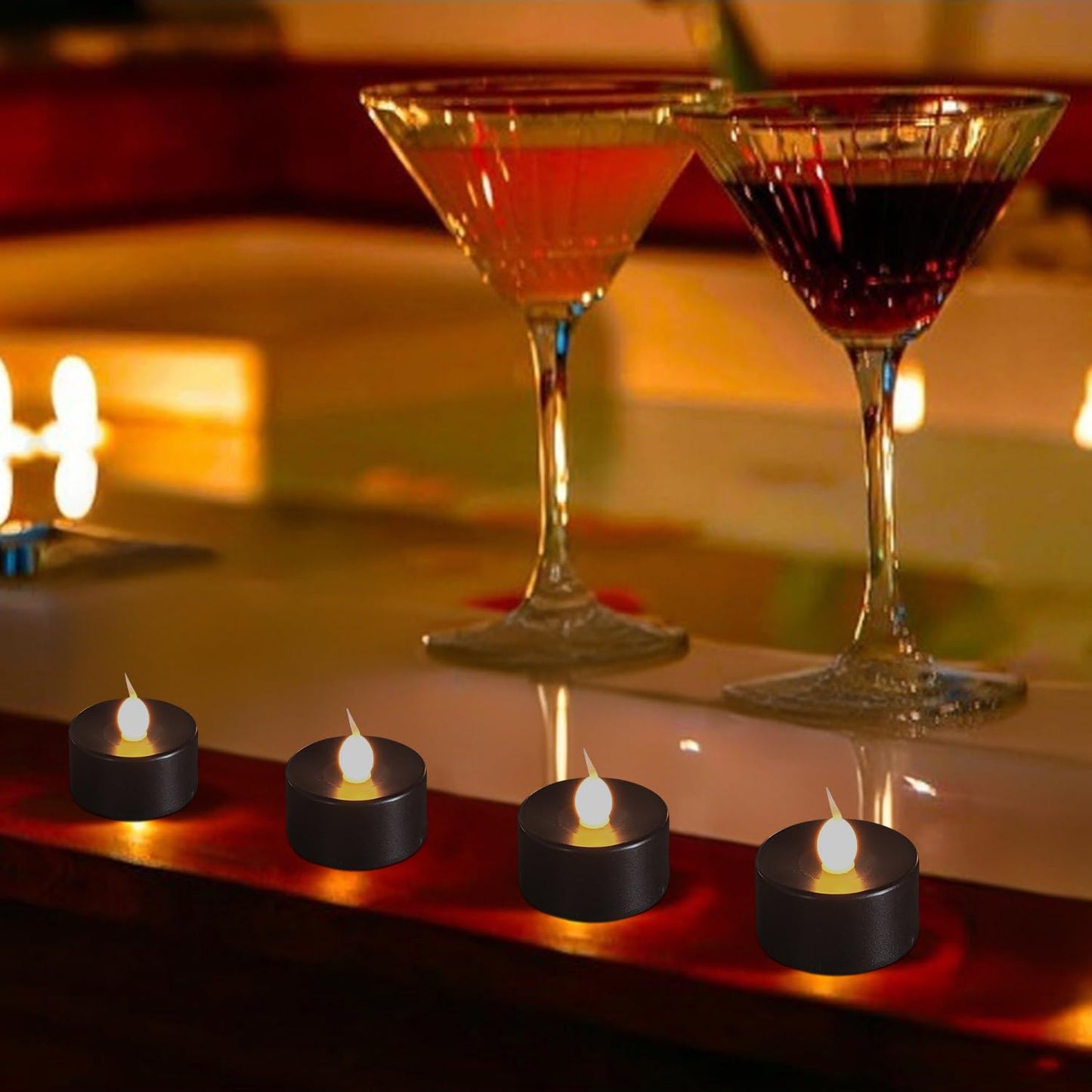ODTRAM Black Tea Lights Candles Battery Operated: 12-Pack with Remote Control and Auto Timer, Realistic Flickering LED for Wedding, Halloween, Christmas & Home Decor