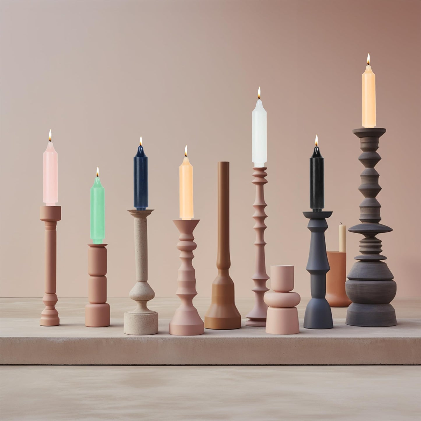 LPUSA Light Pink Short Taper Candles 6 inch Candle Sticks Unscented Dinner Candle Dripless for Home Decor,Set of 4